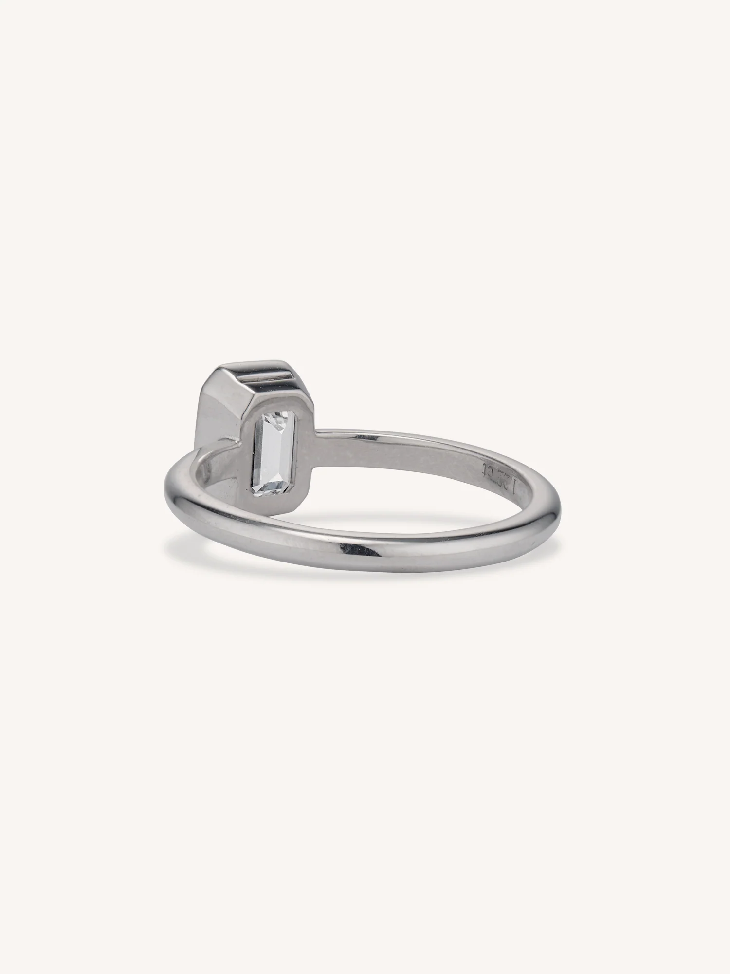 Classic Emerald Cut Diamond Bezel Solitaire Engagement Ring 1.33 - Image 5