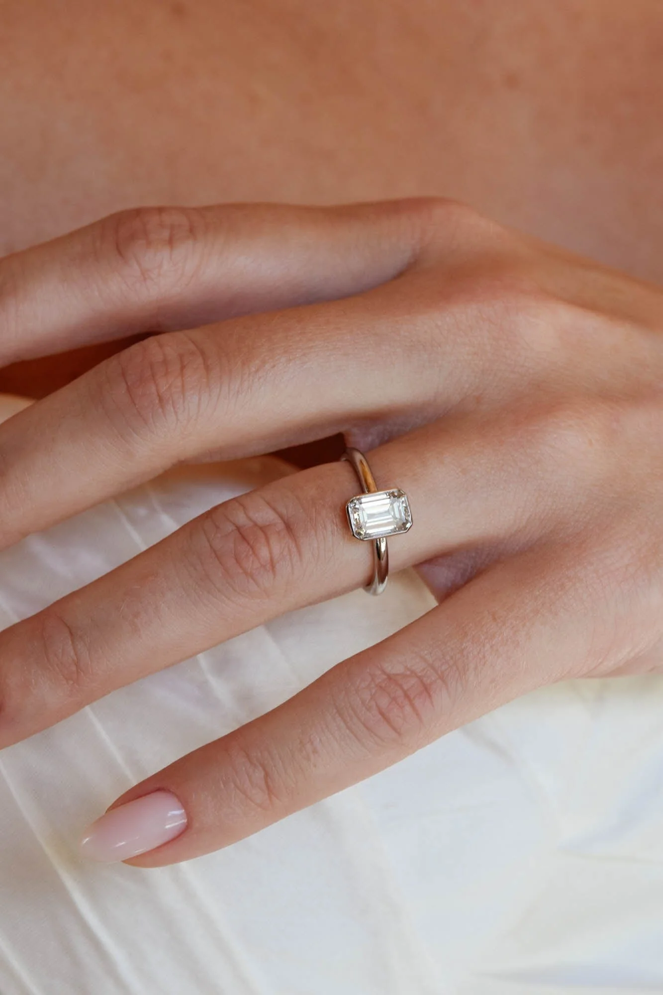 Classic Emerald Cut Diamond Bezel Solitaire Engagement Ring 1.33 - Image 7