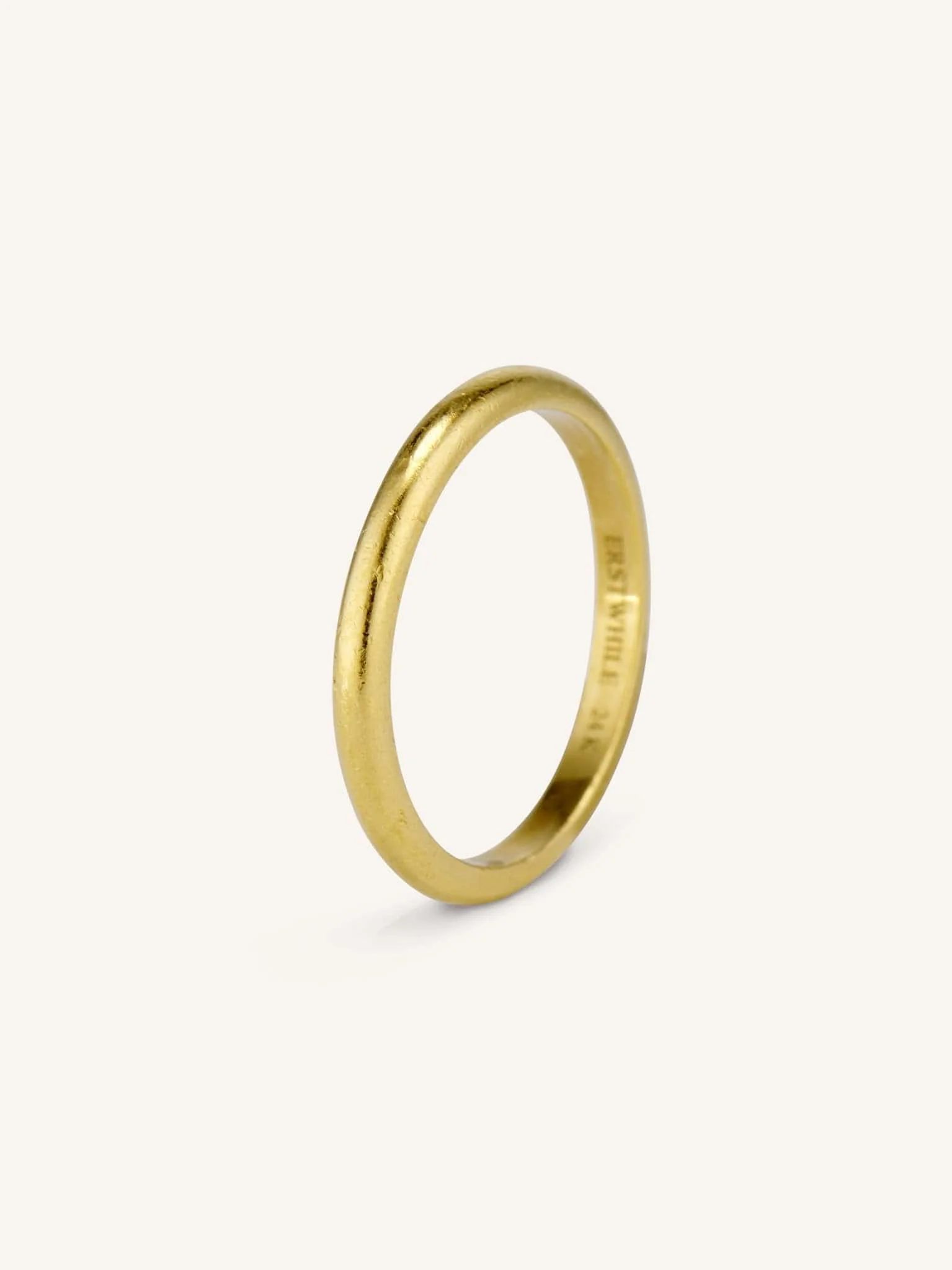 Classic Hoop 2mm in 24k Yellow Gold | Size 7.5 - Image 2