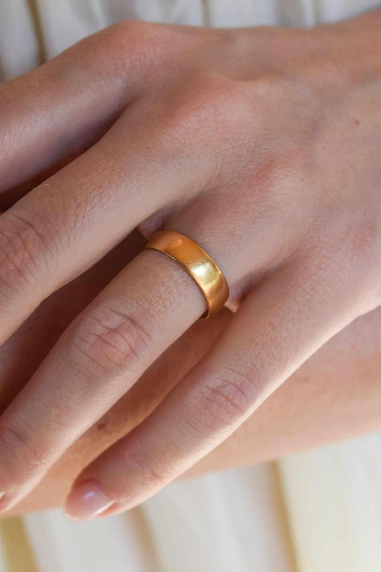 Victorian Classic Wide 22k Antique Wedding Band, English - Size 7 - Image 2