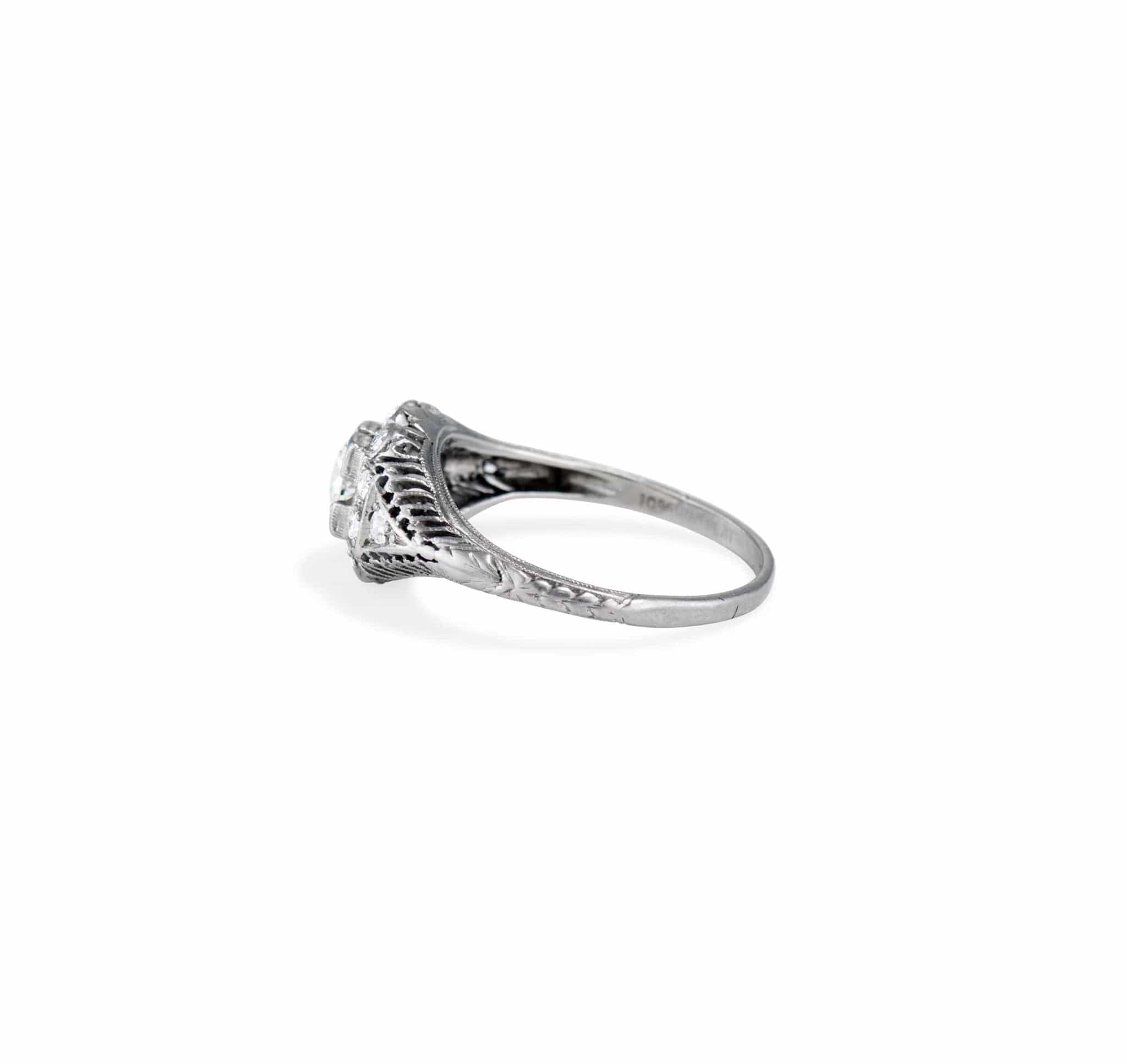 Edwardian Diamond and Platinum Cluster Engagement Ring - Image 4