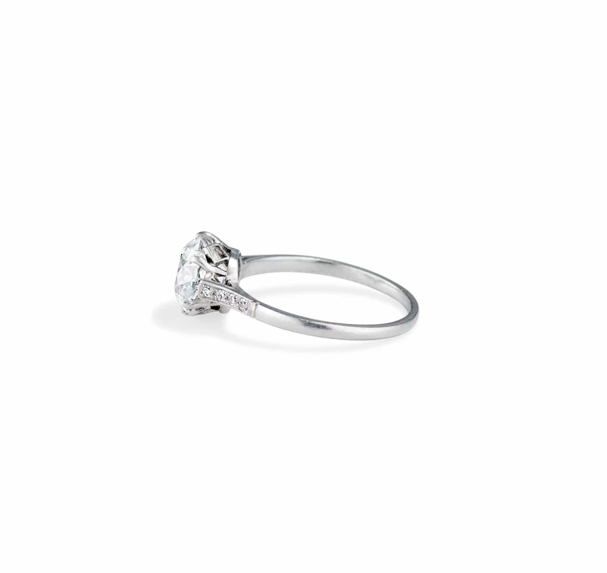 Edwardian 2.27 Carat Cushion Cut Diamond Engagement Ring - Image 3
