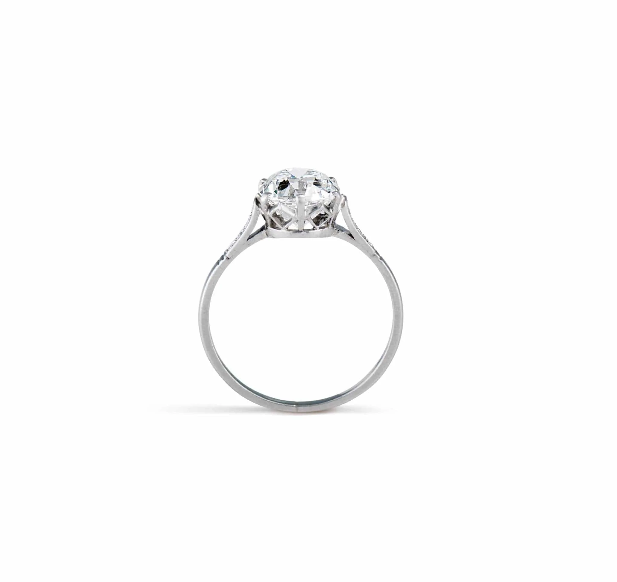 Edwardian 2.27 Carat Cushion Cut Diamond Engagement Ring - Image 4