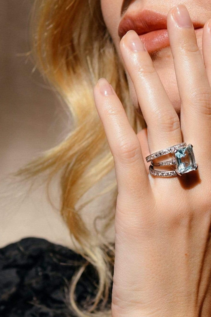 Art Deco 11.90 Carat Aquamarine Cocktail Ring, American - Image 6