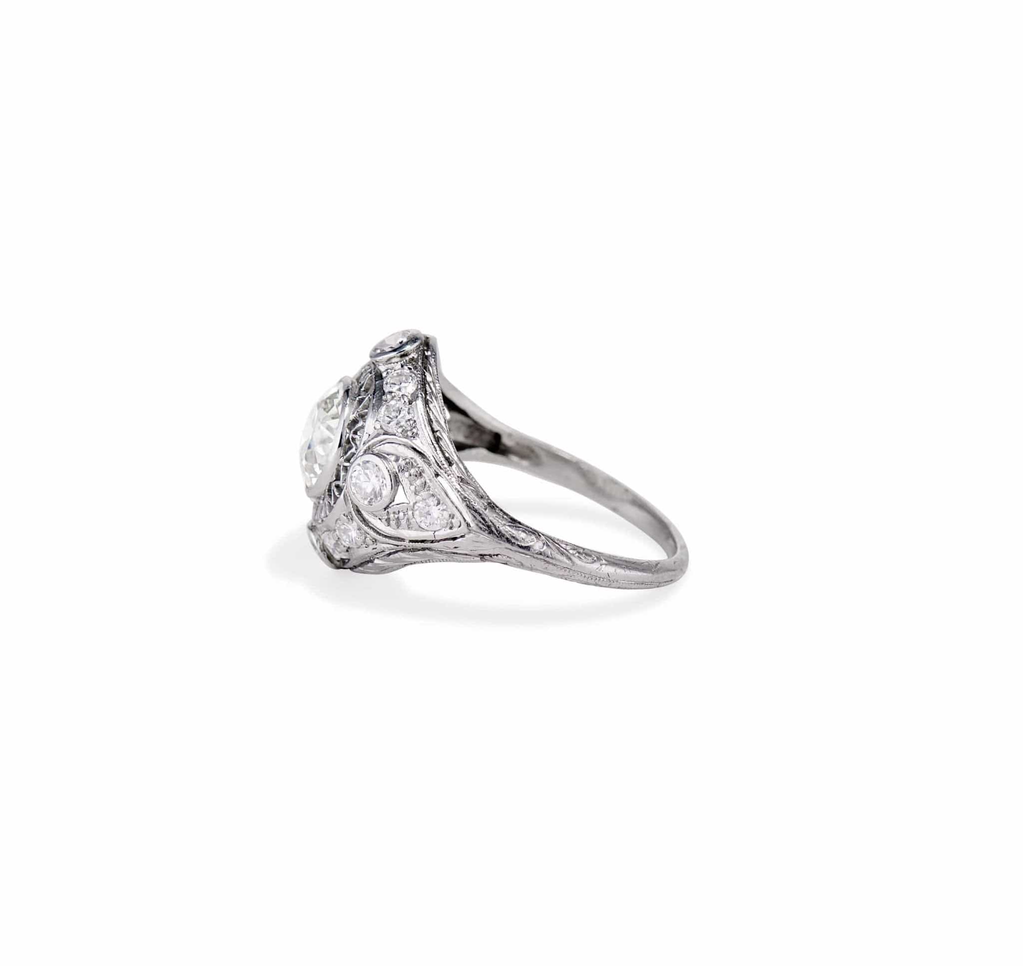 Edwardian 1.05 Carat Old European Diamond Dome Engagement Ring - Image 4