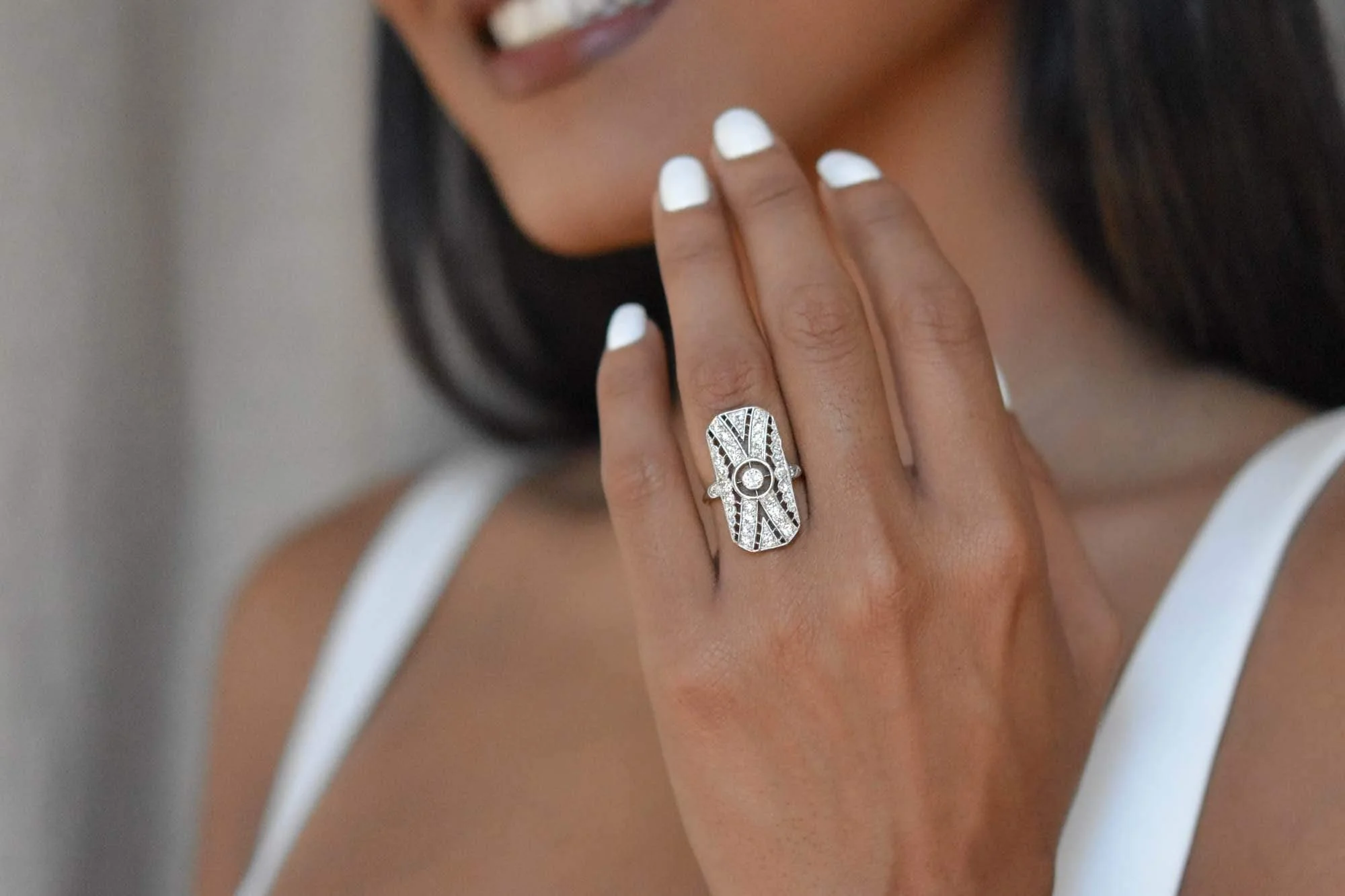 Edwardian .15 Carat Old European-Cut Diamond Platinum and Gold Dinner Ring - Image 5