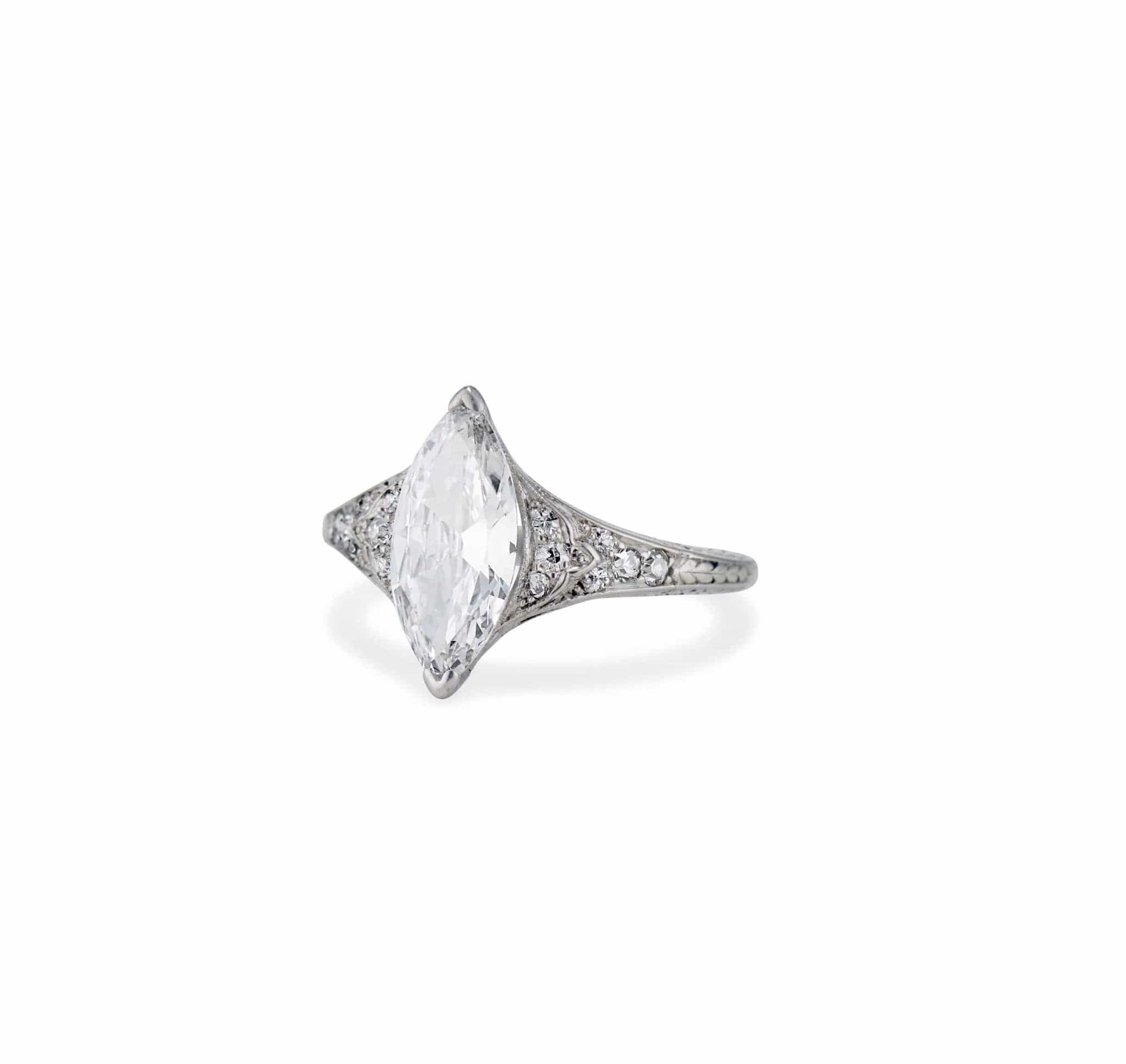 Edwardian 1.00 Marquise Diamond Engagement Ring - Image 2