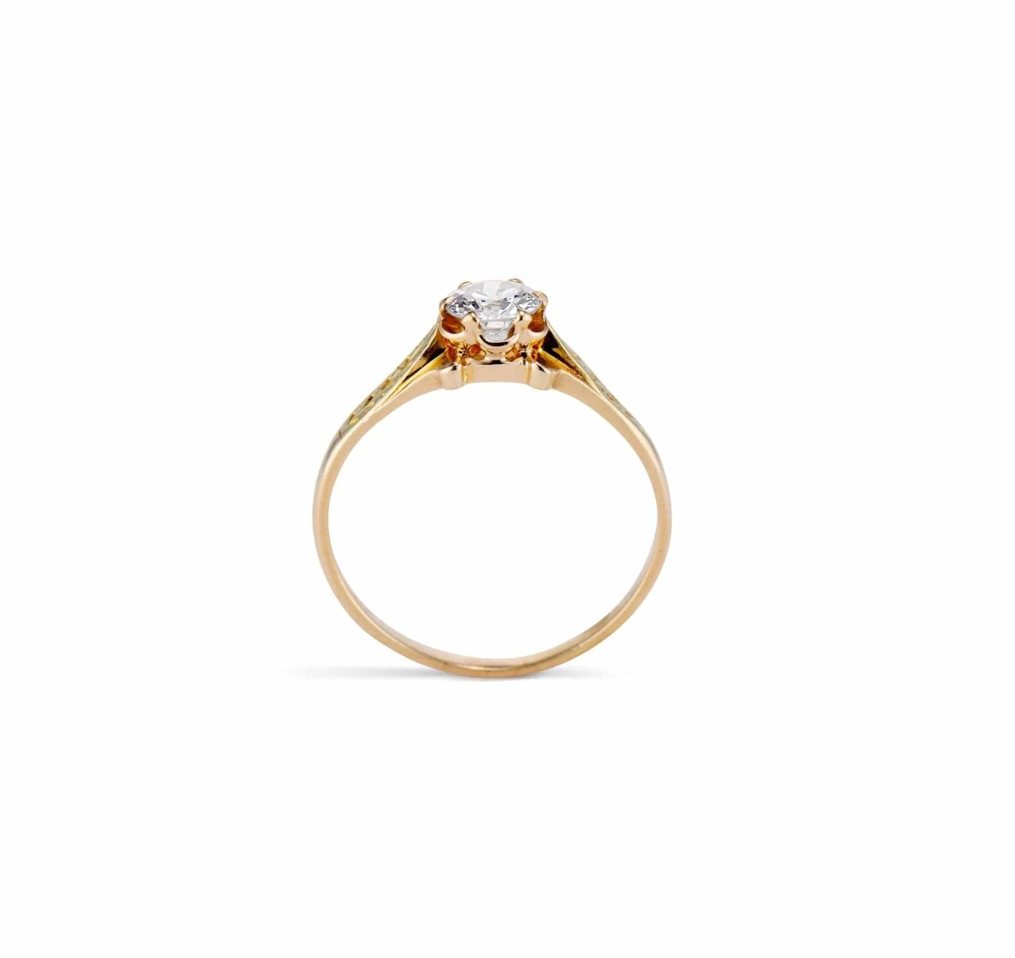 Victorian .61 Old European Diamond and Gold Engagement Ring - Image 4