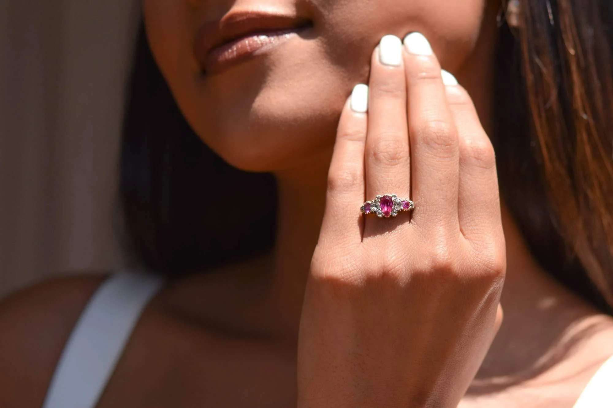 Georgian Ruby and Diamond Three-Stone Ring - Image 5