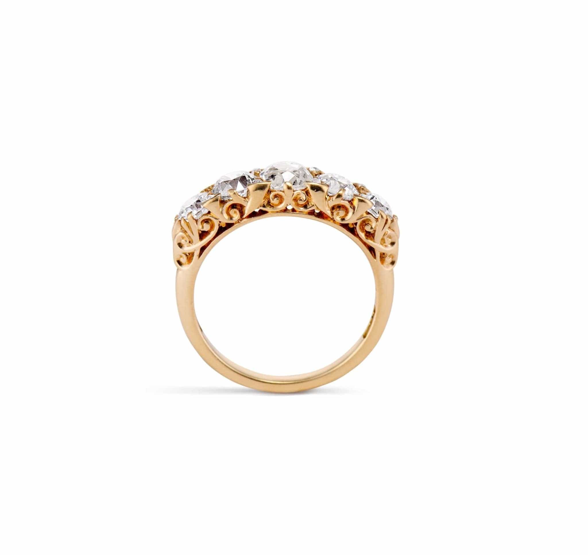 Victorian 1.76 5-Stone Diamond Ring, England - Image 4