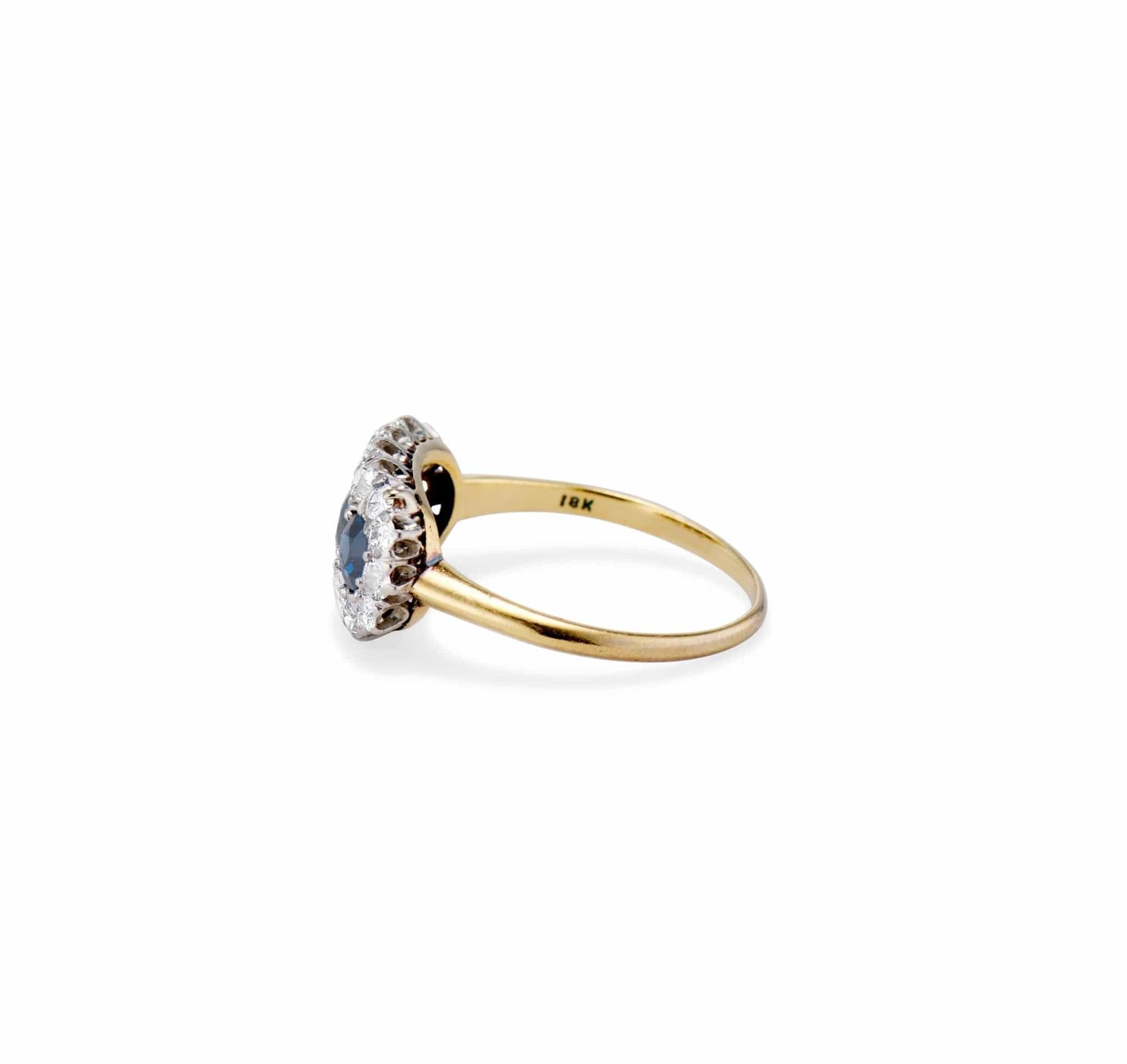 19th Century 3-Stone Sapphire and Diamond Ring - Image 3