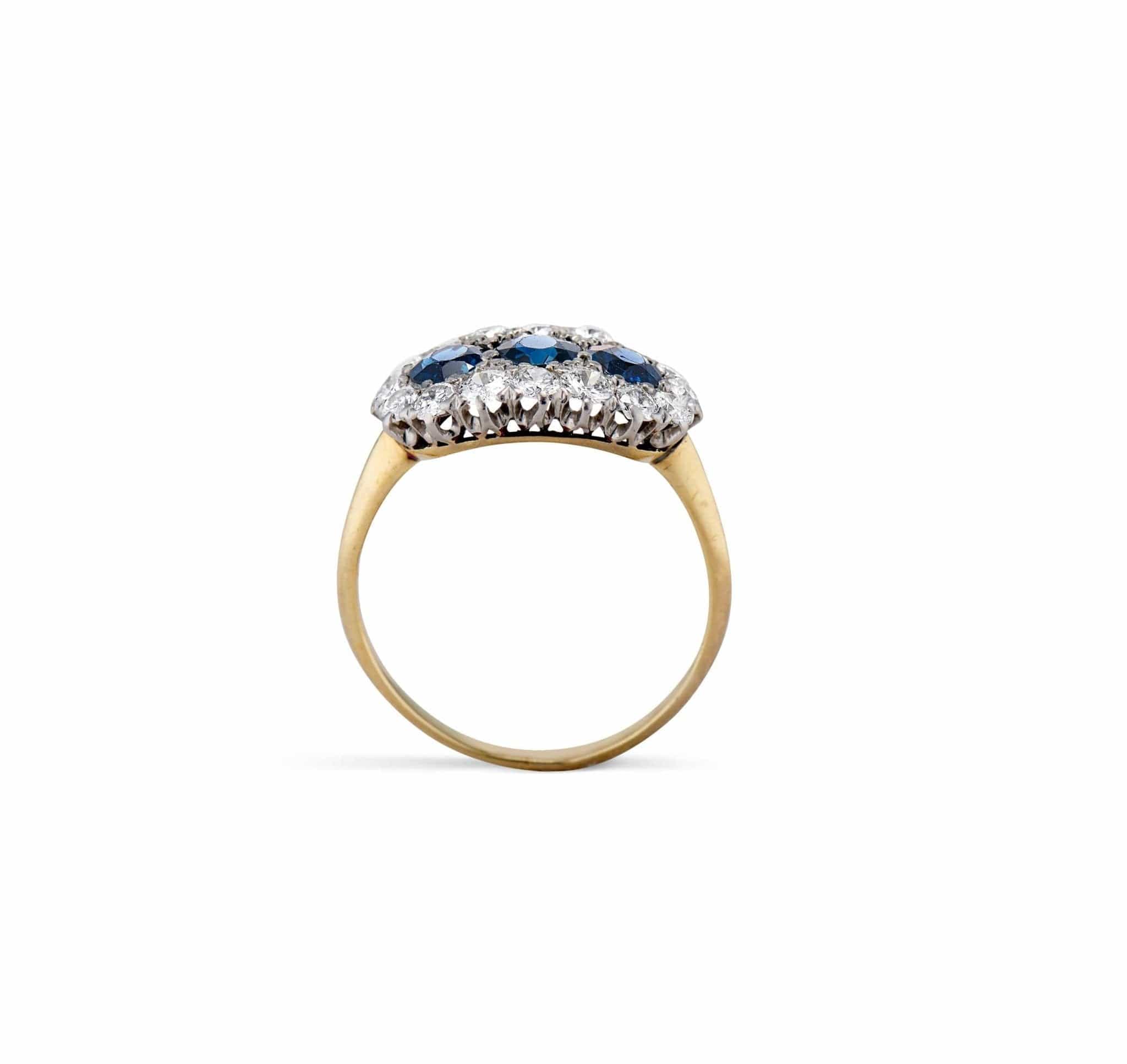 19th Century 3-Stone Sapphire and Diamond Ring - Image 4