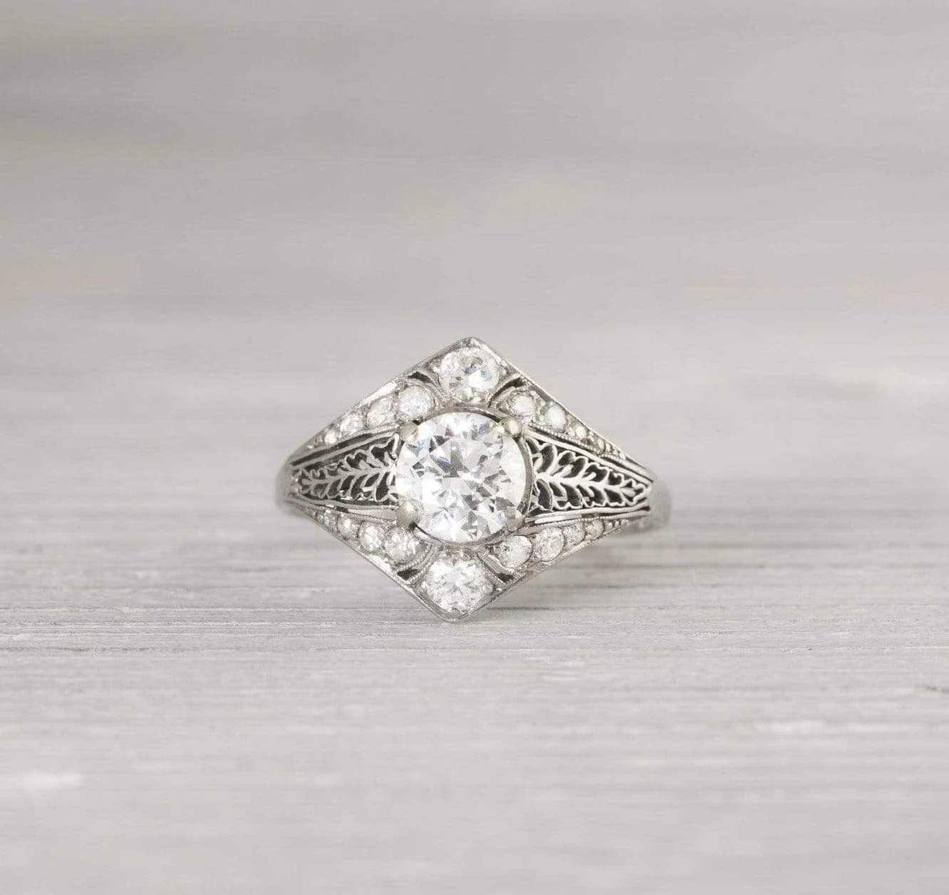 Diamond Within A Diamond Art Deco Engagement Ring - Image 2