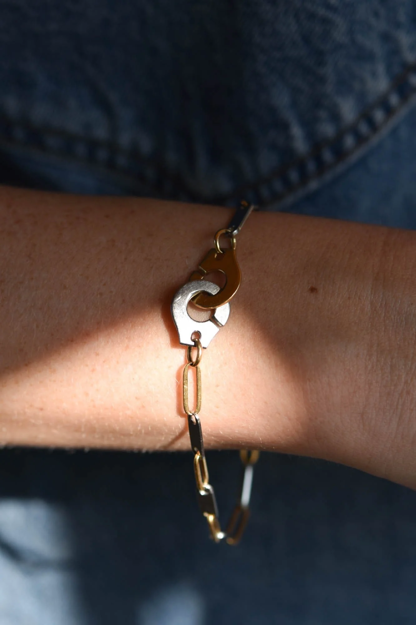 Vintage Dinh Van Menottes Stainless Steel and Gold Link Bracelet - Image 6