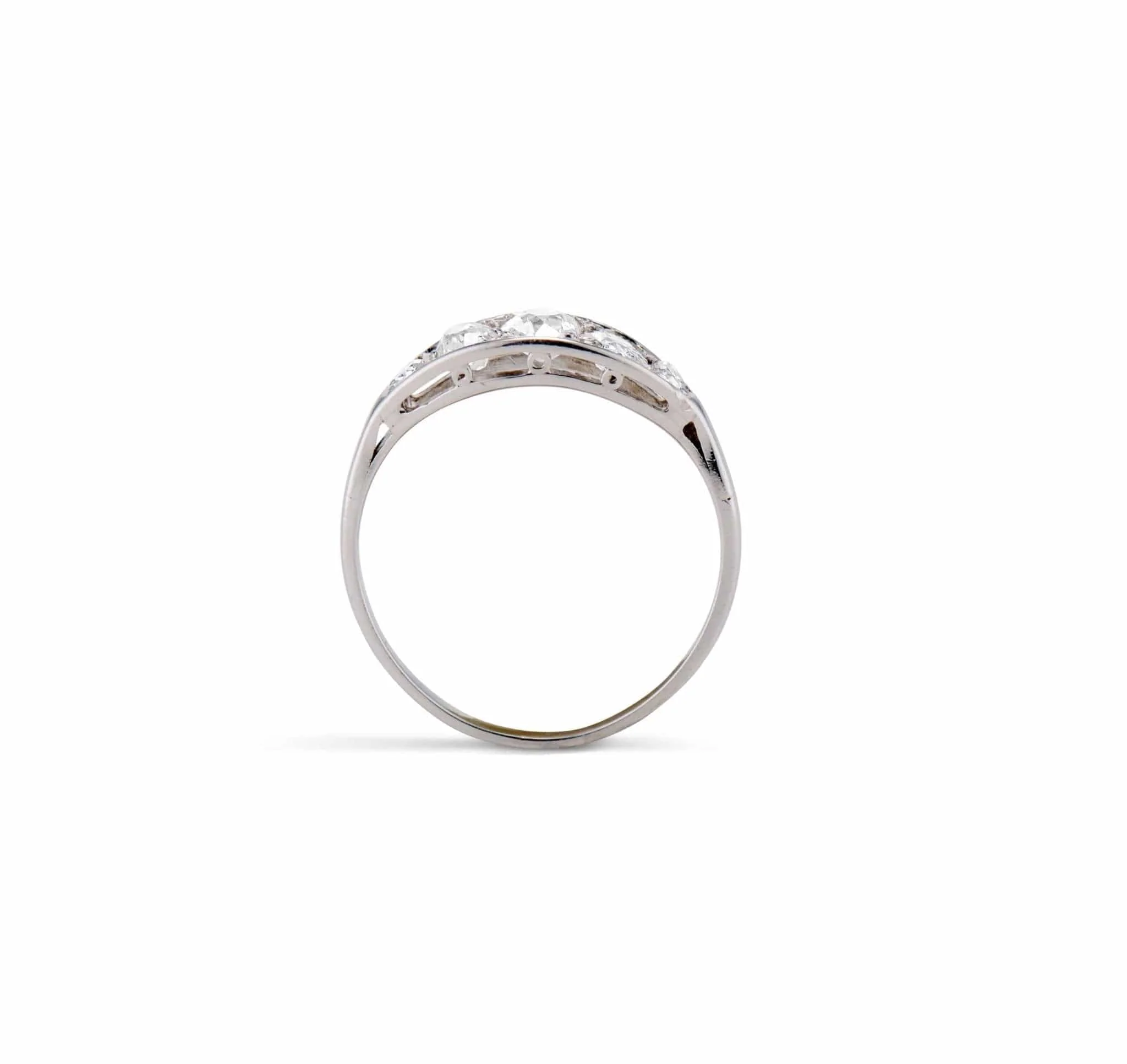 Early 20th Century .70 Carat Five-Stone Old European-Cut Diamond and Platinum Half-Band - Image 3