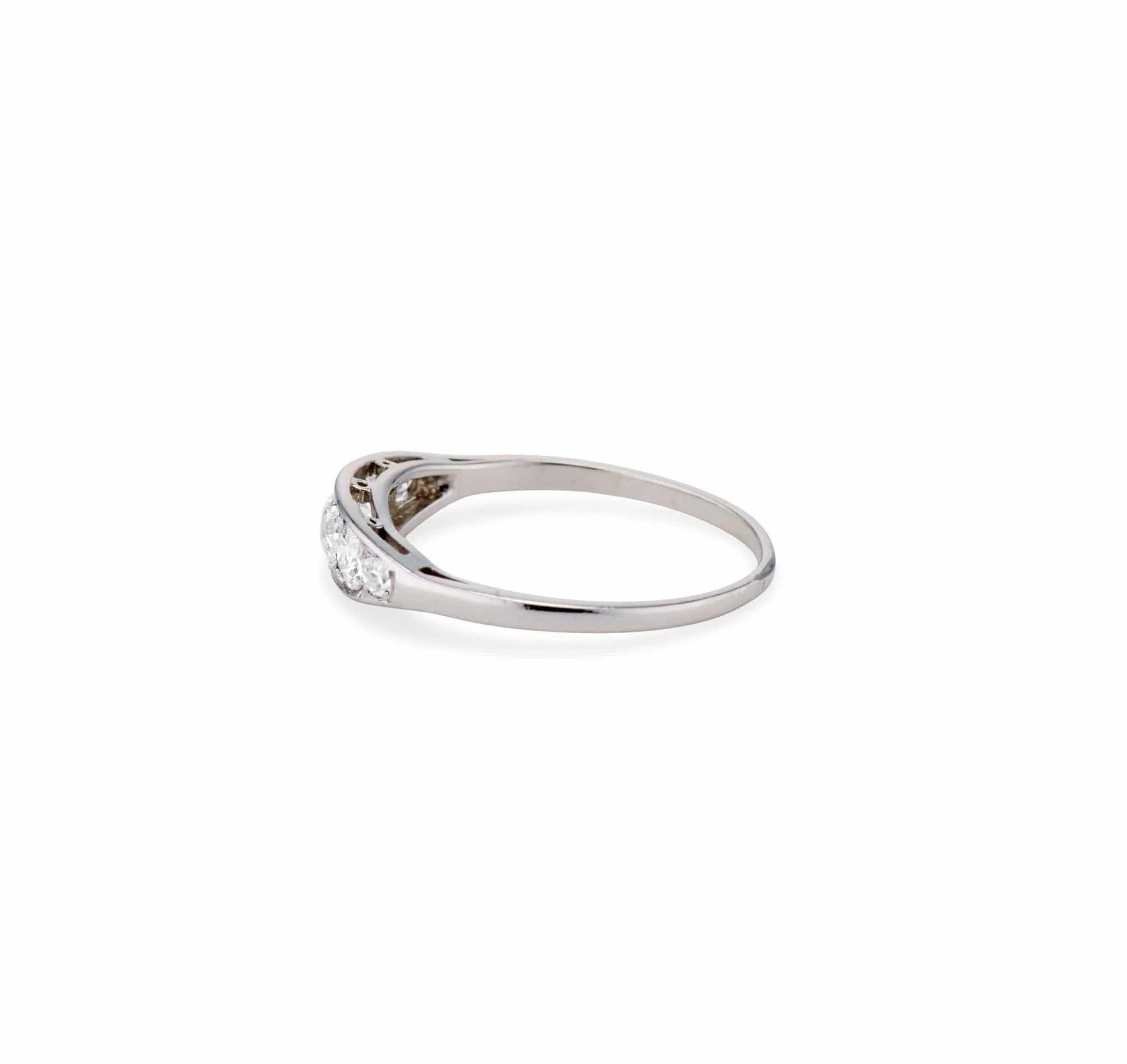 Early 20th Century .70 Carat Five-Stone Old European-Cut Diamond and Platinum Half-Band - Image 4
