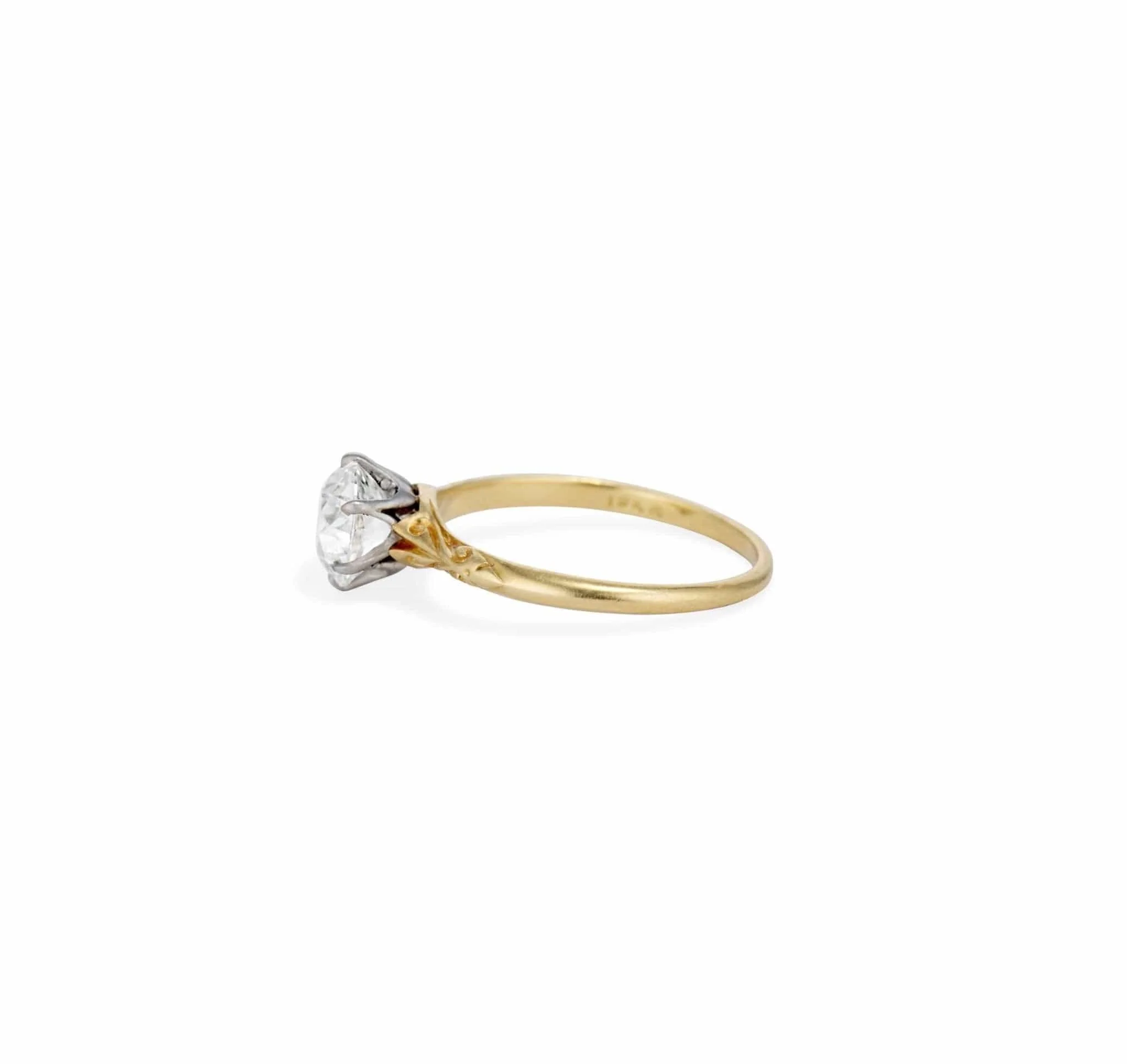 Early Art Deco 1.43 Carat Gold Engraved Solitaire - Image 4