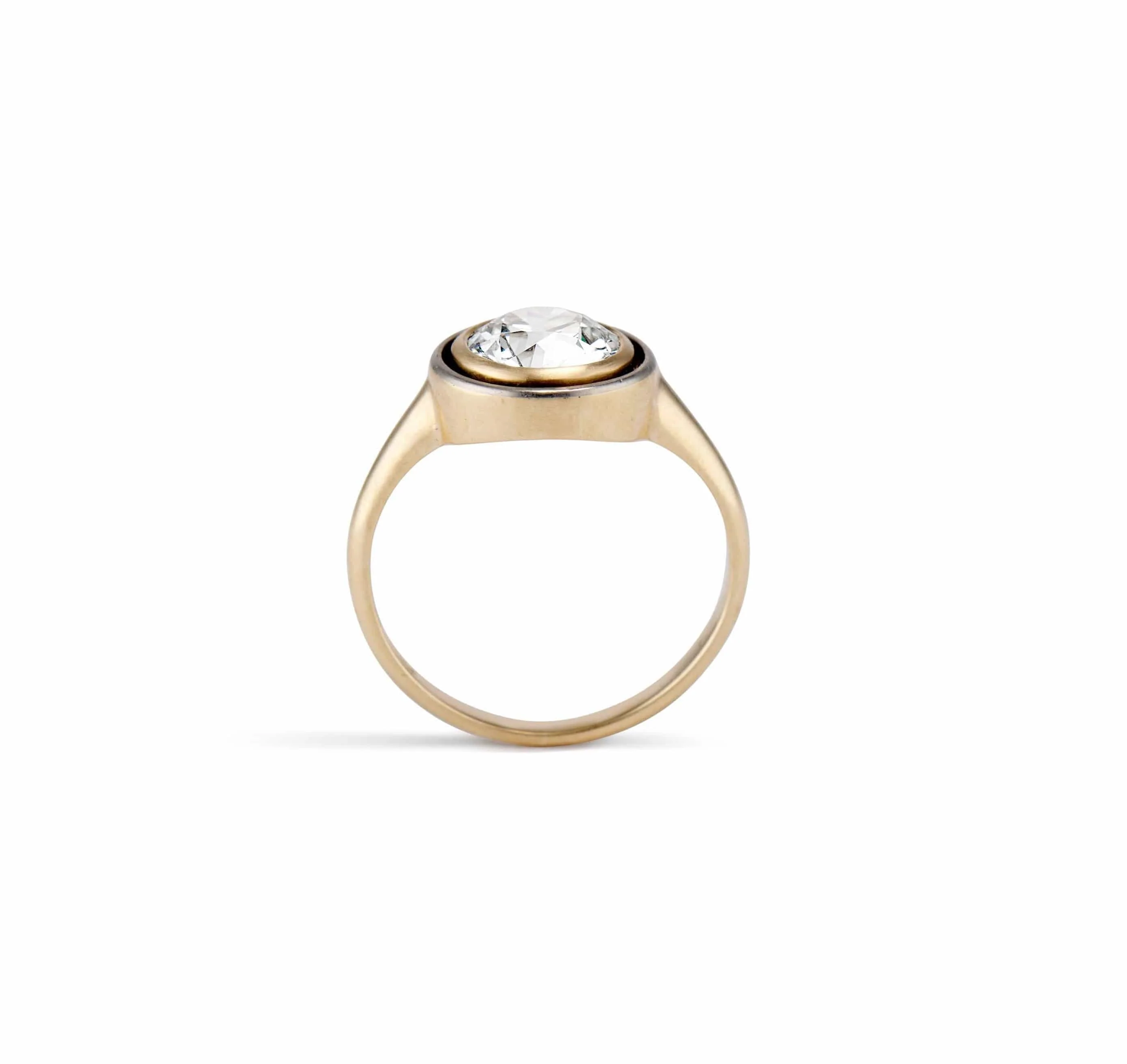 Early Art Deco 1.51 Carat  Old European Cut Floating Bezel Set Diamond Engagement Ring - Image 4