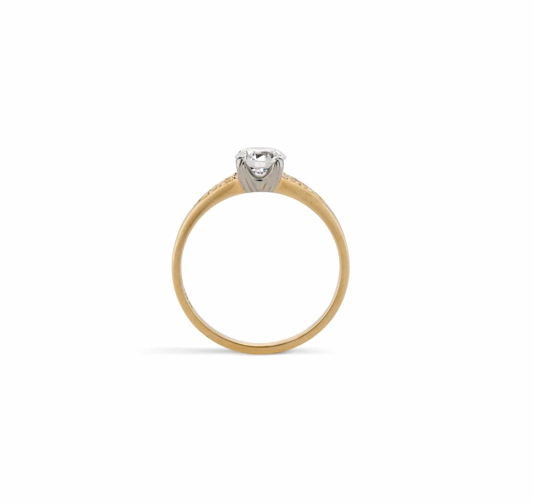 Early Art Deco .61 Carat Diamond & Gold Solitaire Engagement Ring - Image 4