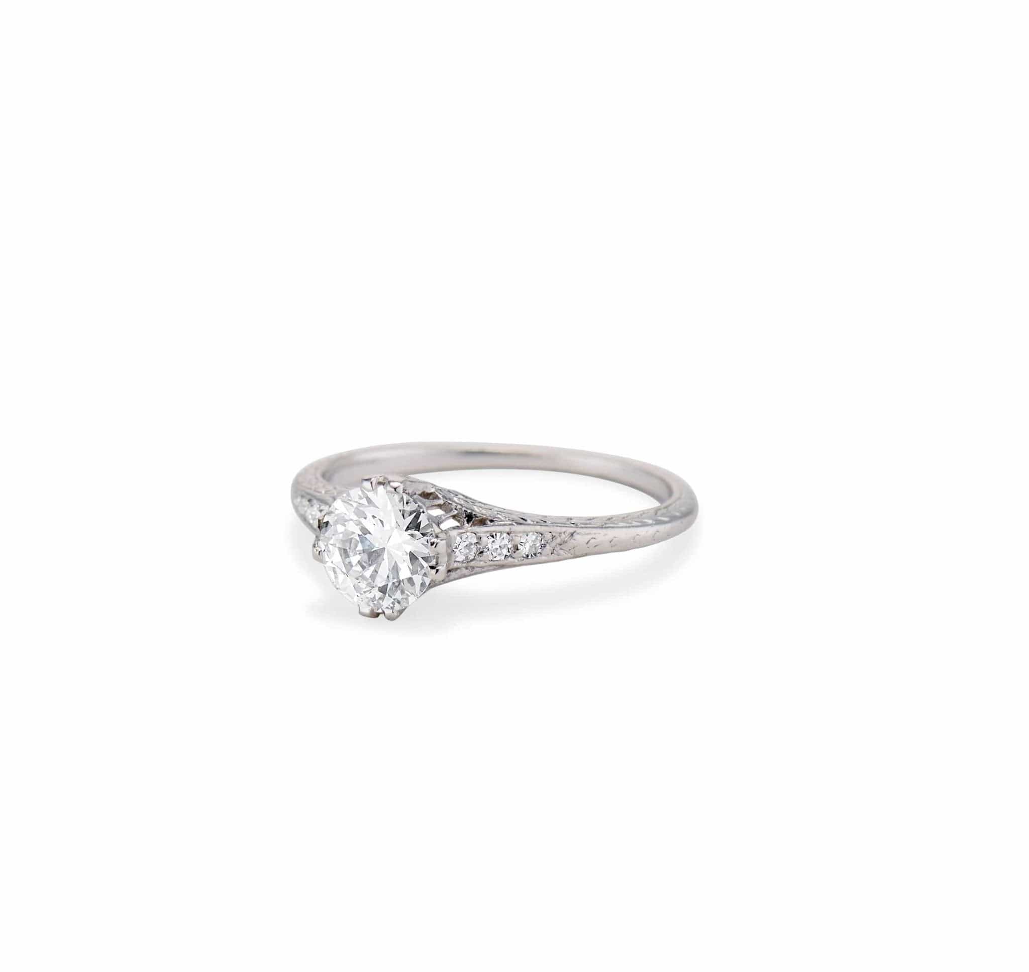 Early Art Deco .75 Carat Transitional Cut Diamond Engagement Ring - Image 2