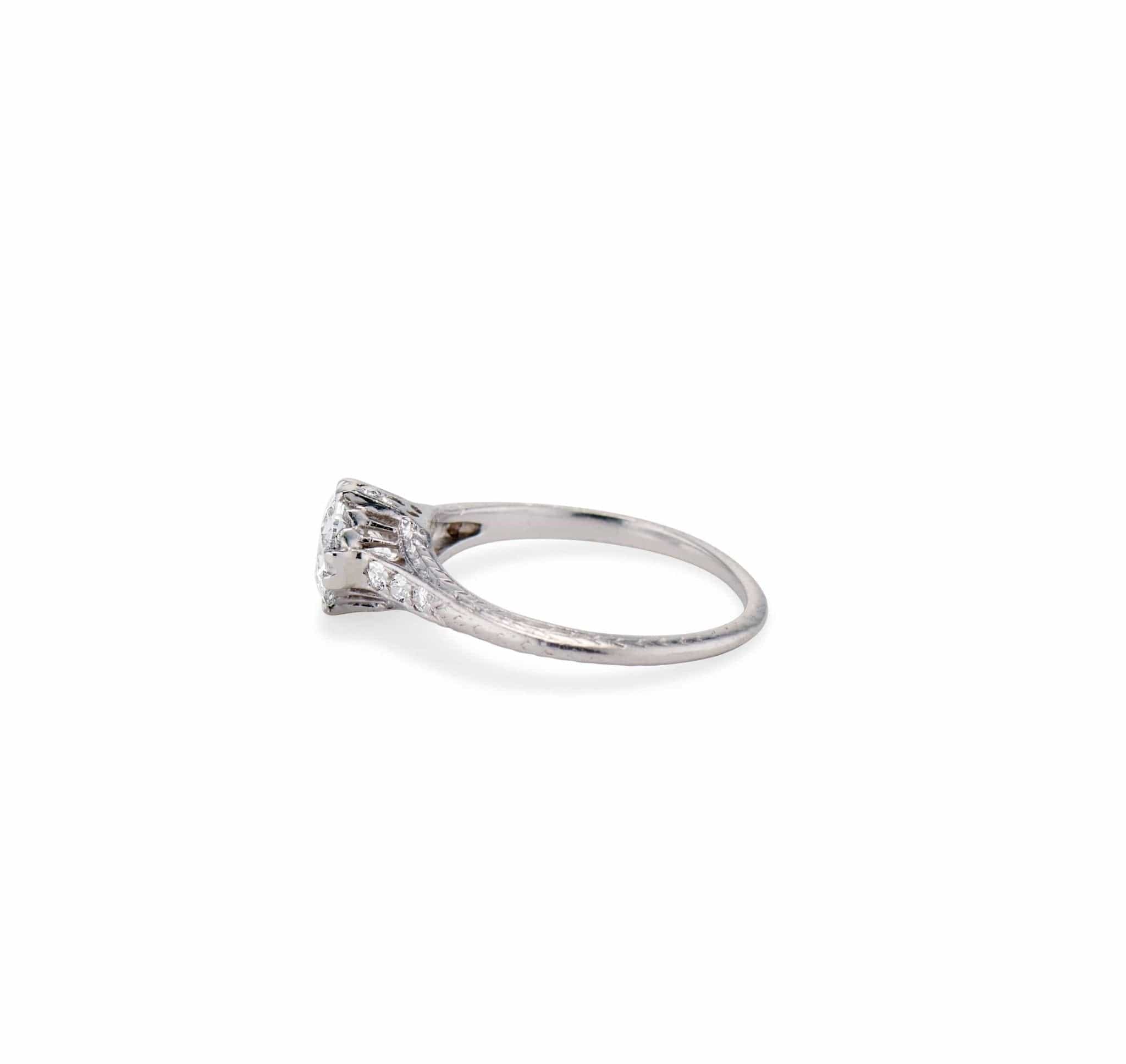Early Art Deco .75 Carat Transitional Cut Diamond Engagement Ring - Image 3