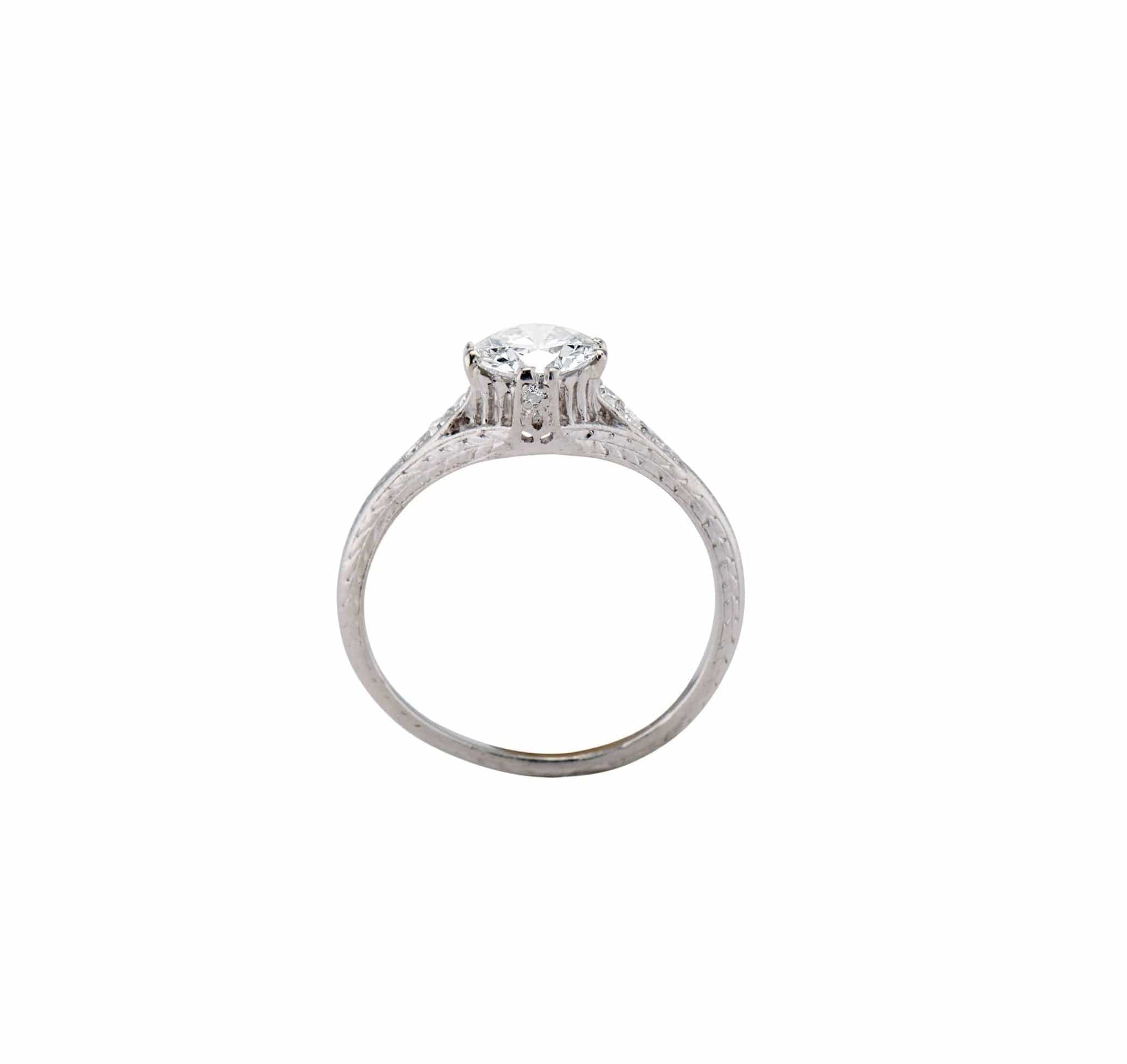 Early Art Deco .75 Carat Transitional Cut Diamond Engagement Ring - Image 4