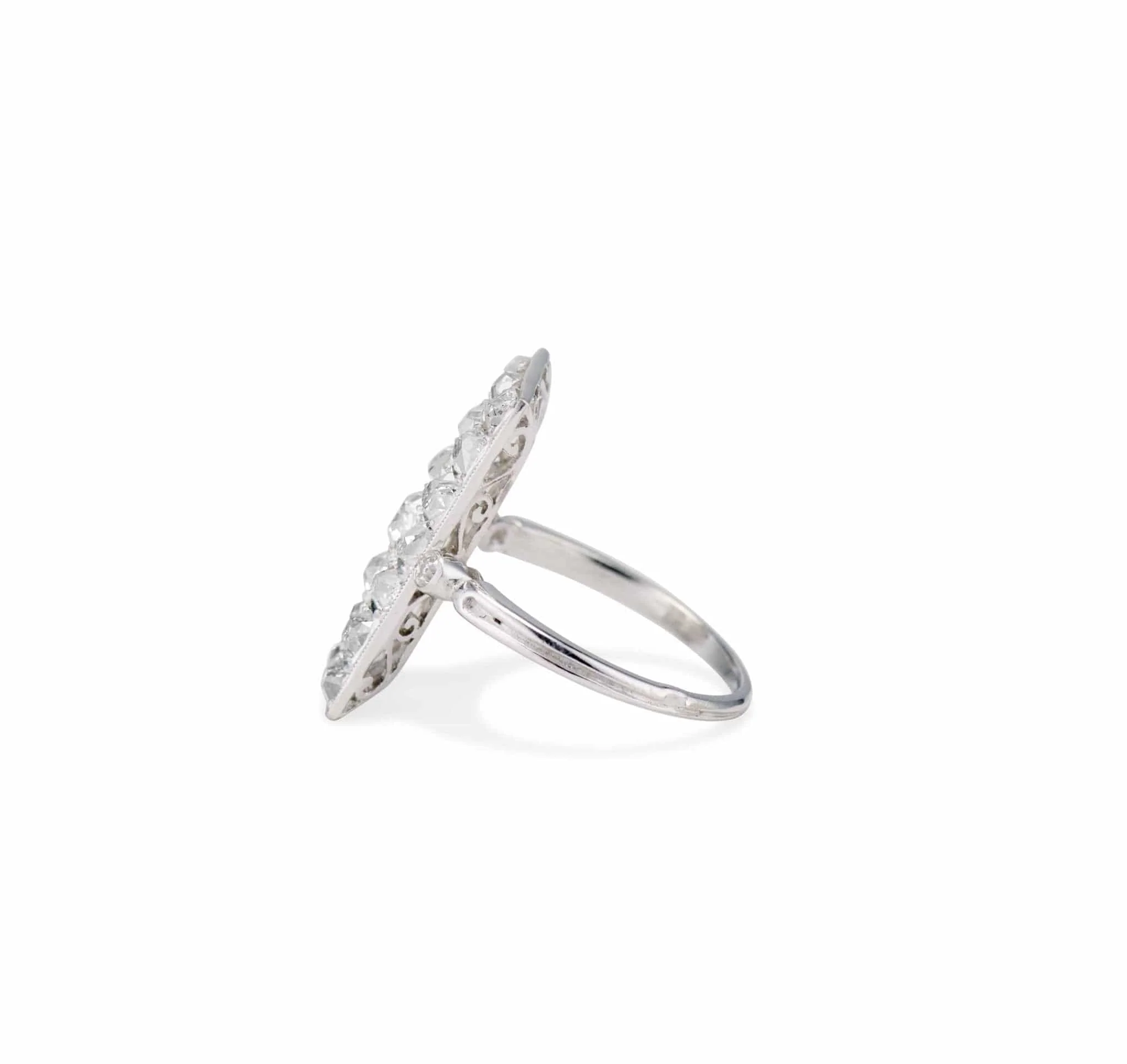 Early Art Deco Diamond and Platinum Dinner Ring - Image 4