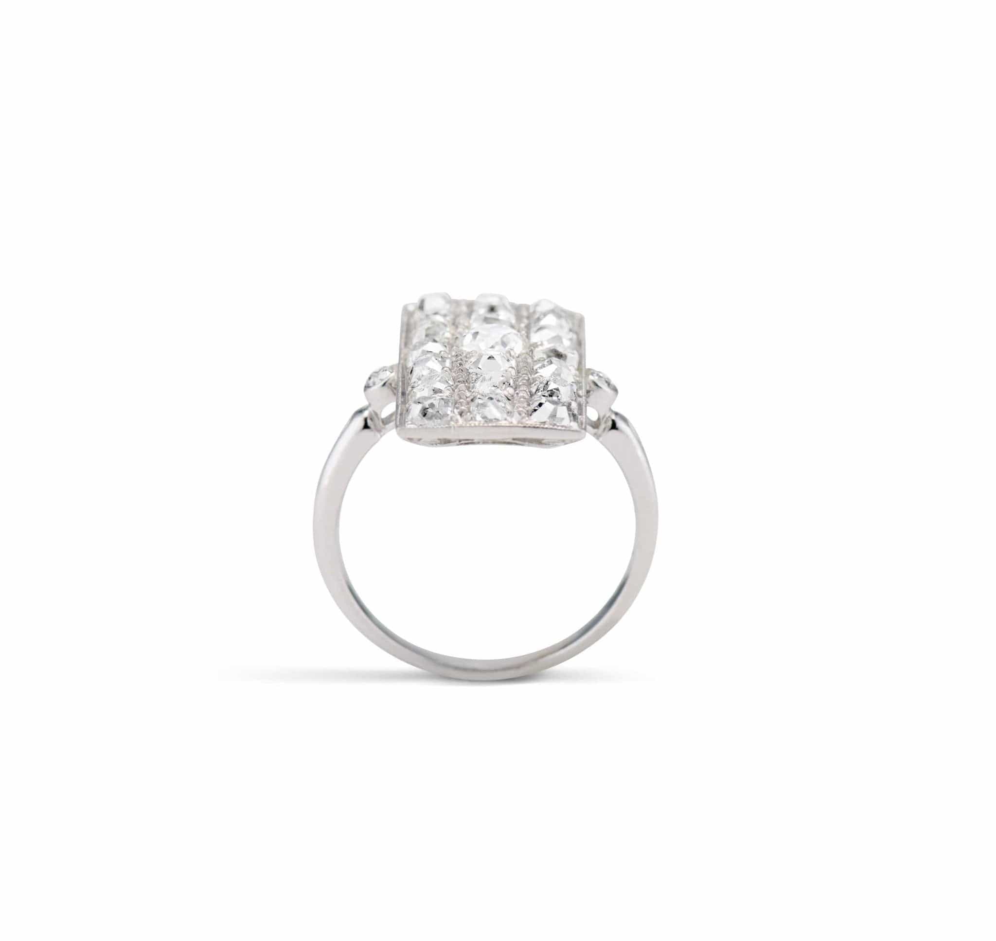 Early Art Deco Diamond and Platinum Dinner Ring - Image 5
