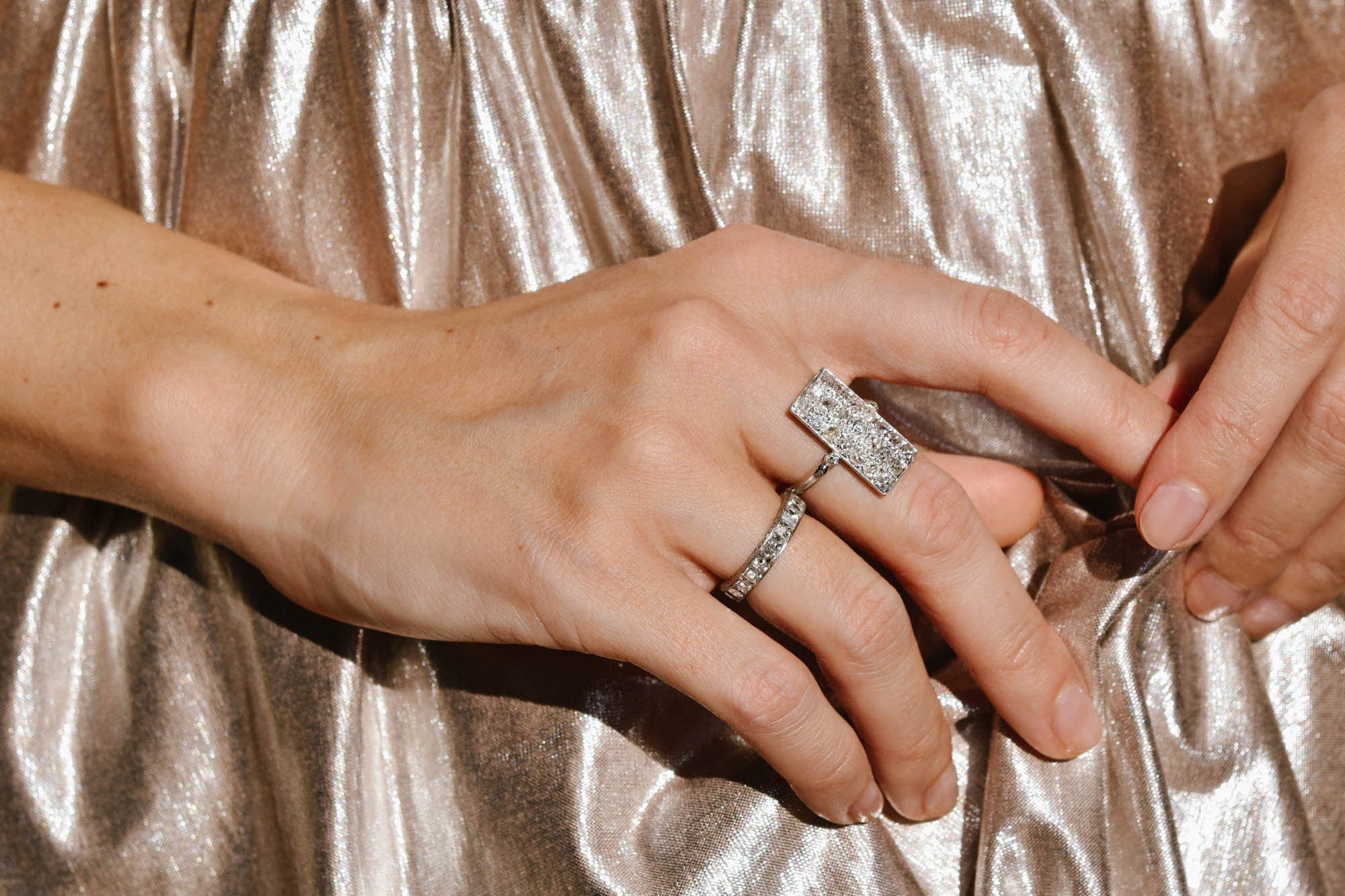 Early Art Deco Diamond and Platinum Dinner Ring - Image 6