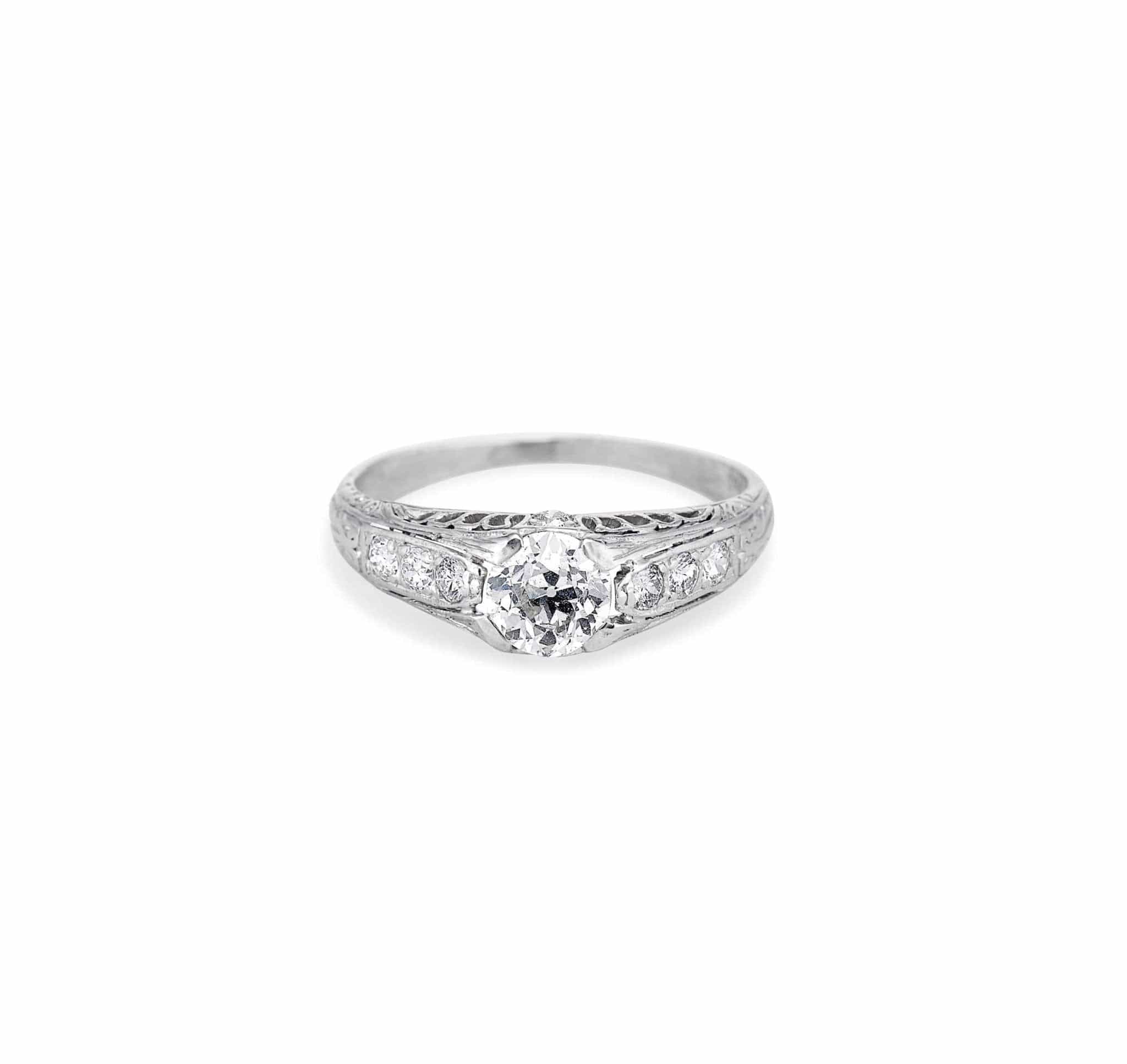 Early Art Deco .59 Carat Old European Cut Diamond Ring - Image 2