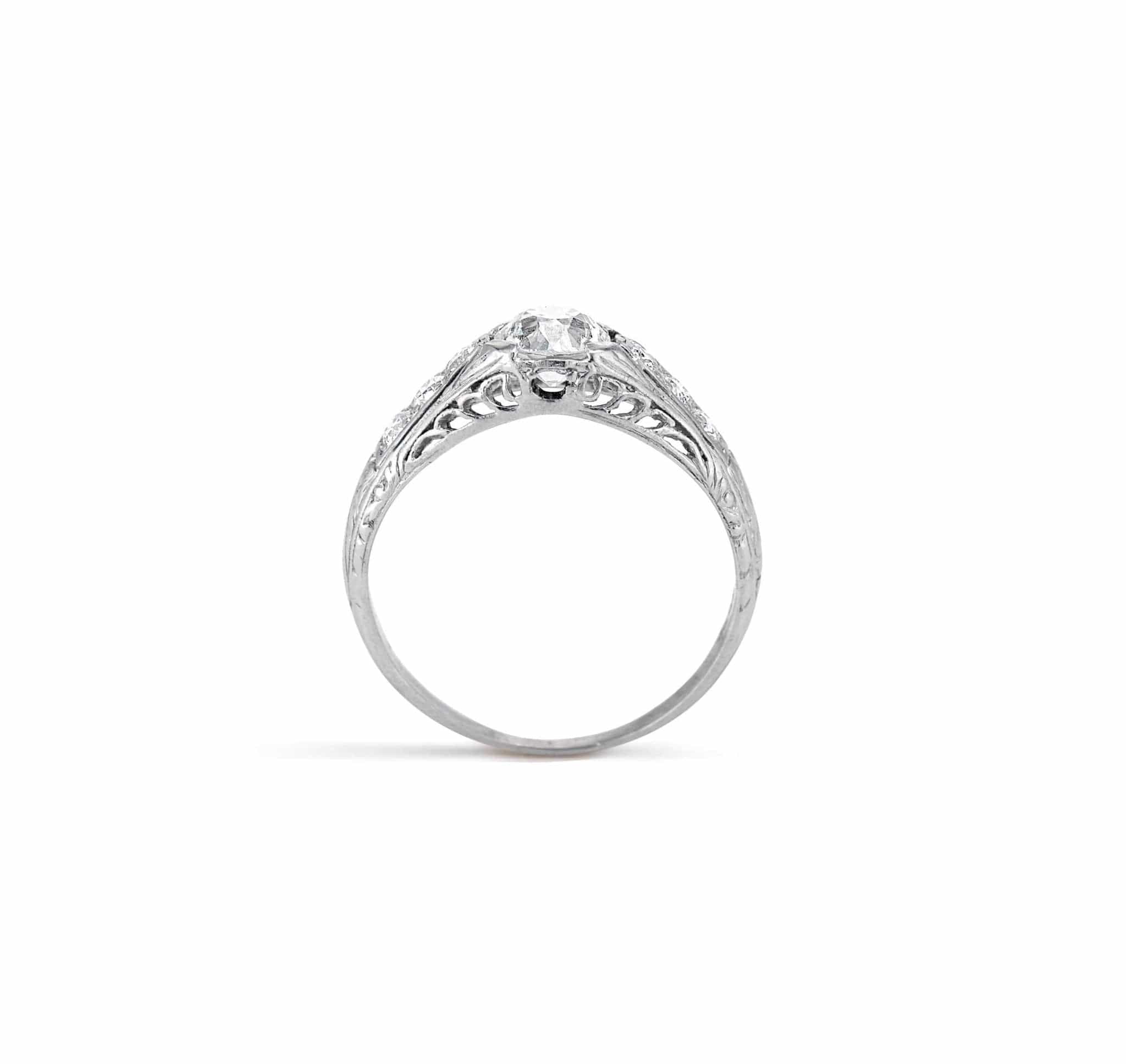 Early Art Deco .59 Carat Old European Cut Diamond Ring - Image 4