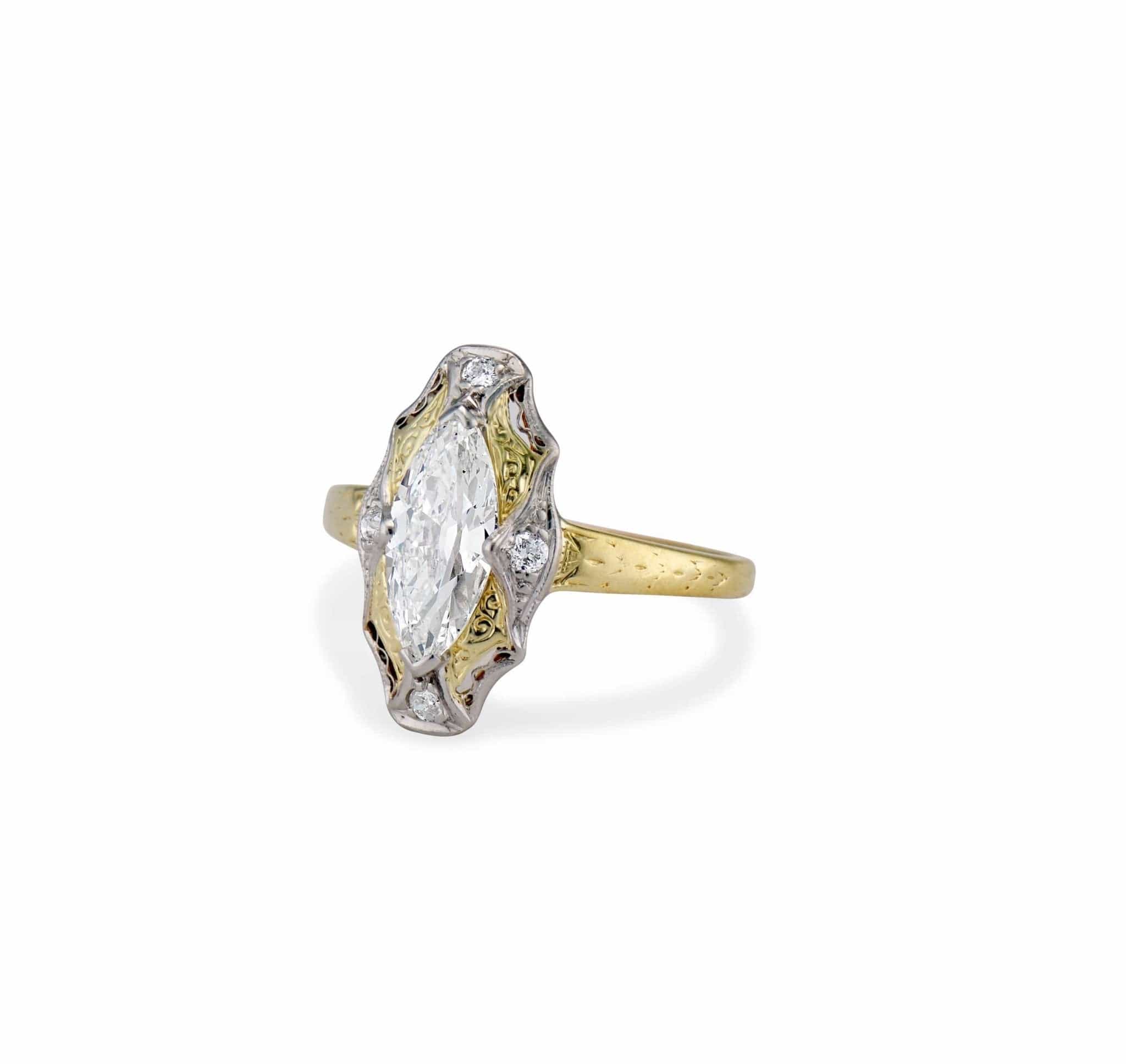 Early Edwardian 1.05 Carat Moval Diamond Engagement Ring - Image 2