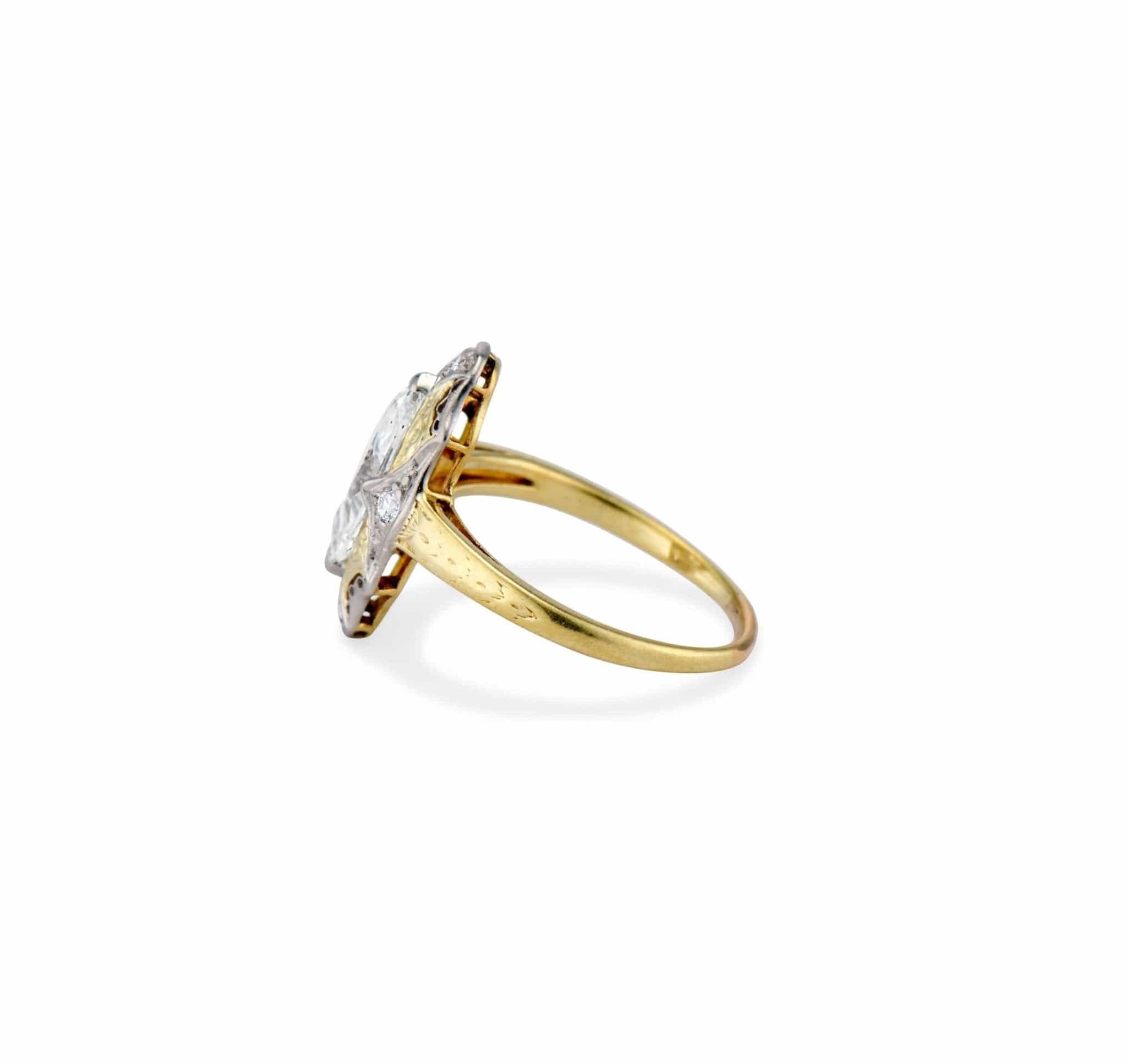 Early Edwardian 1.05 Carat Moval Diamond Engagement Ring - Image 3