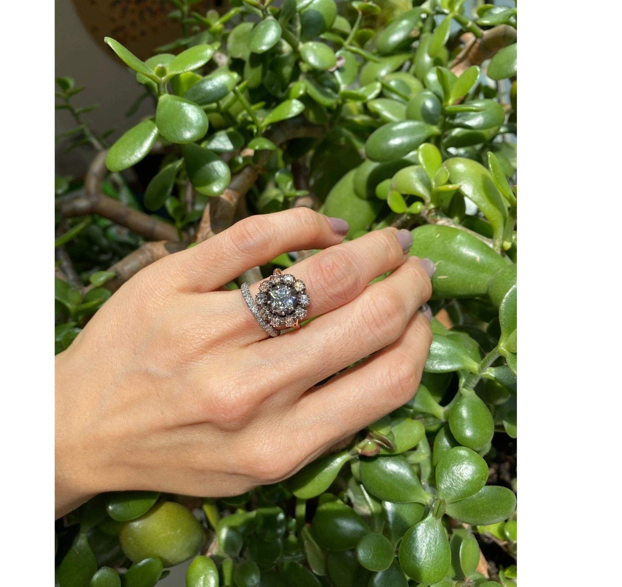 Early Victorian .90 Carat Old Mine Cushion Diamond Cluster - Image 5
