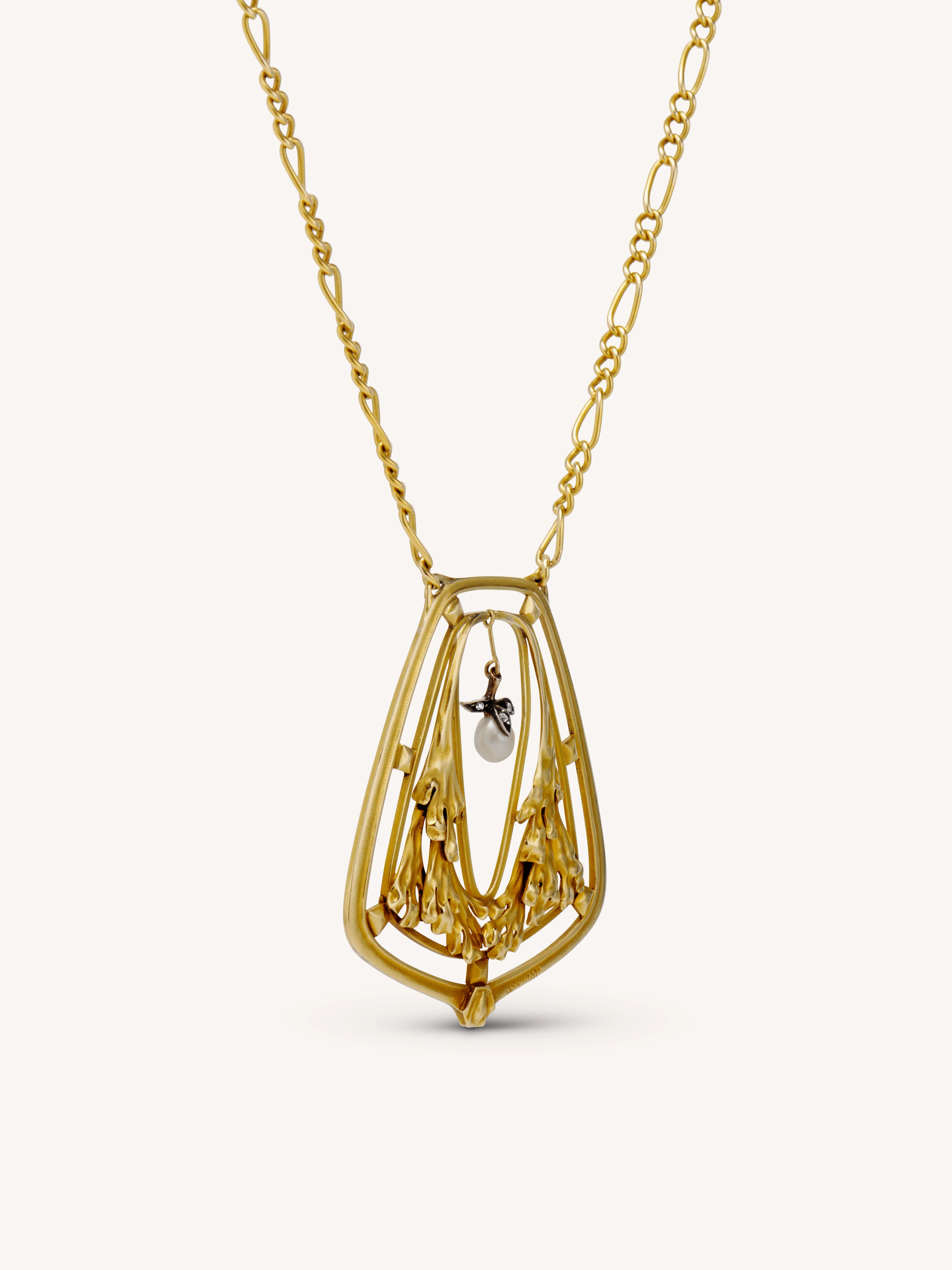 Edgar Brandt Art Nouveau 18K Gold and Pearl Necklace, France - Image 4