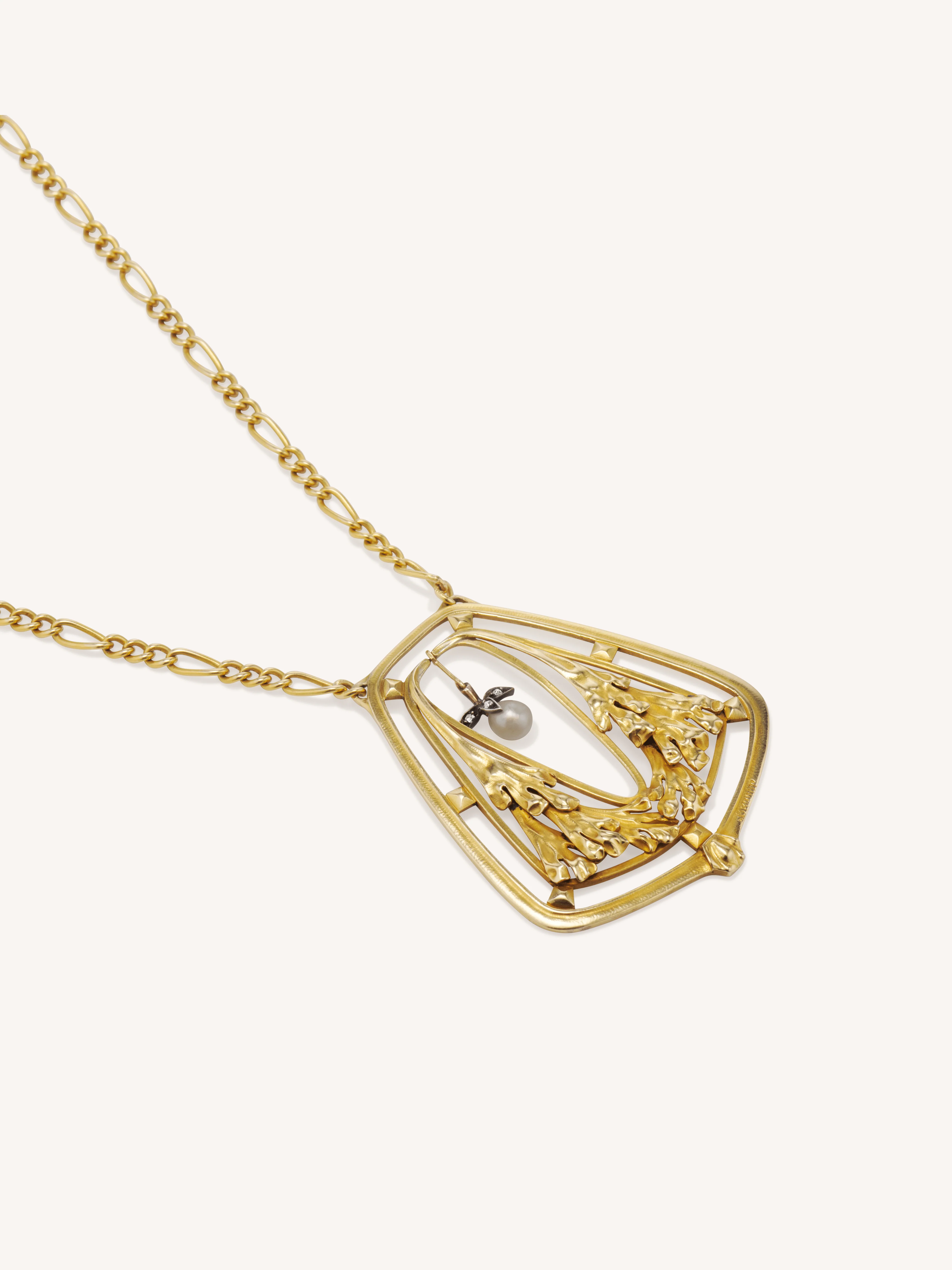 Edgar Brandt Art Nouveau 18K Gold and Pearl Necklace, France - Image 5