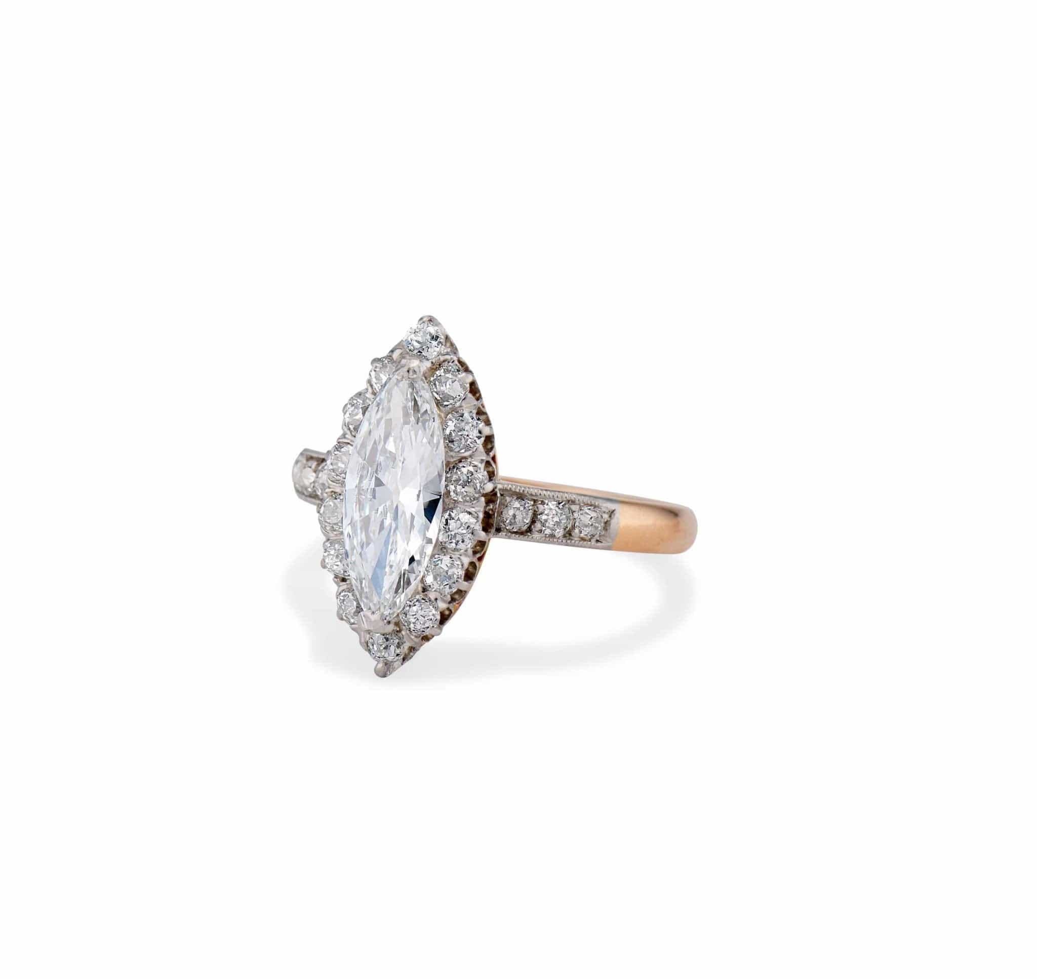 Edwardian 1.09 Carat Marquise-Cut Diamond Cluster - Image 2