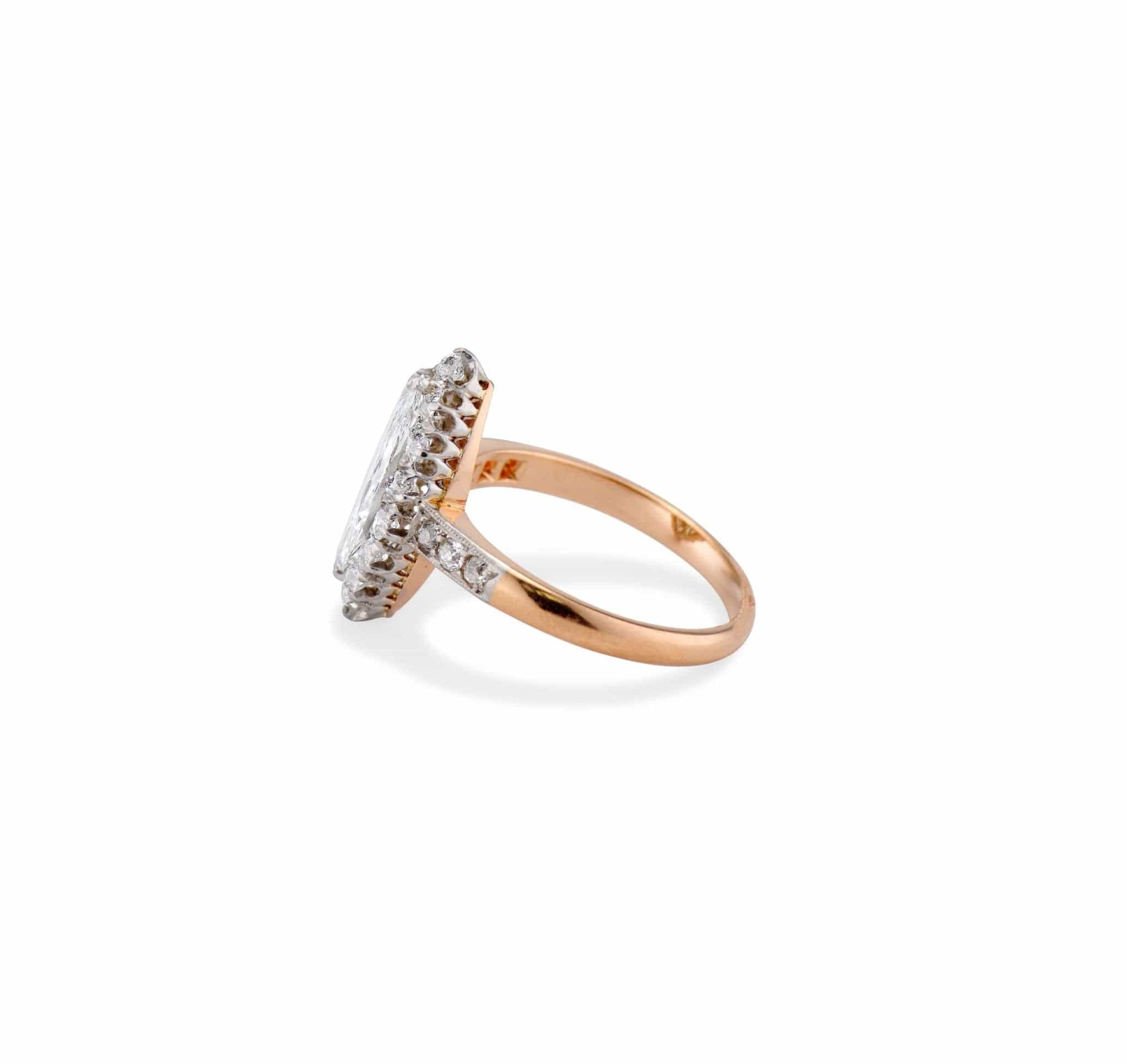 Edwardian 1.09 Carat Marquise-Cut Diamond Cluster - Image 3