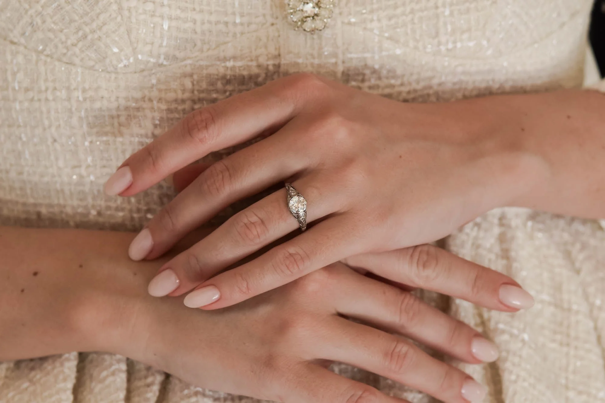 Edwardian 1.12 Carat Old European Cut Diamond Antique Engagement Ring - Image 3