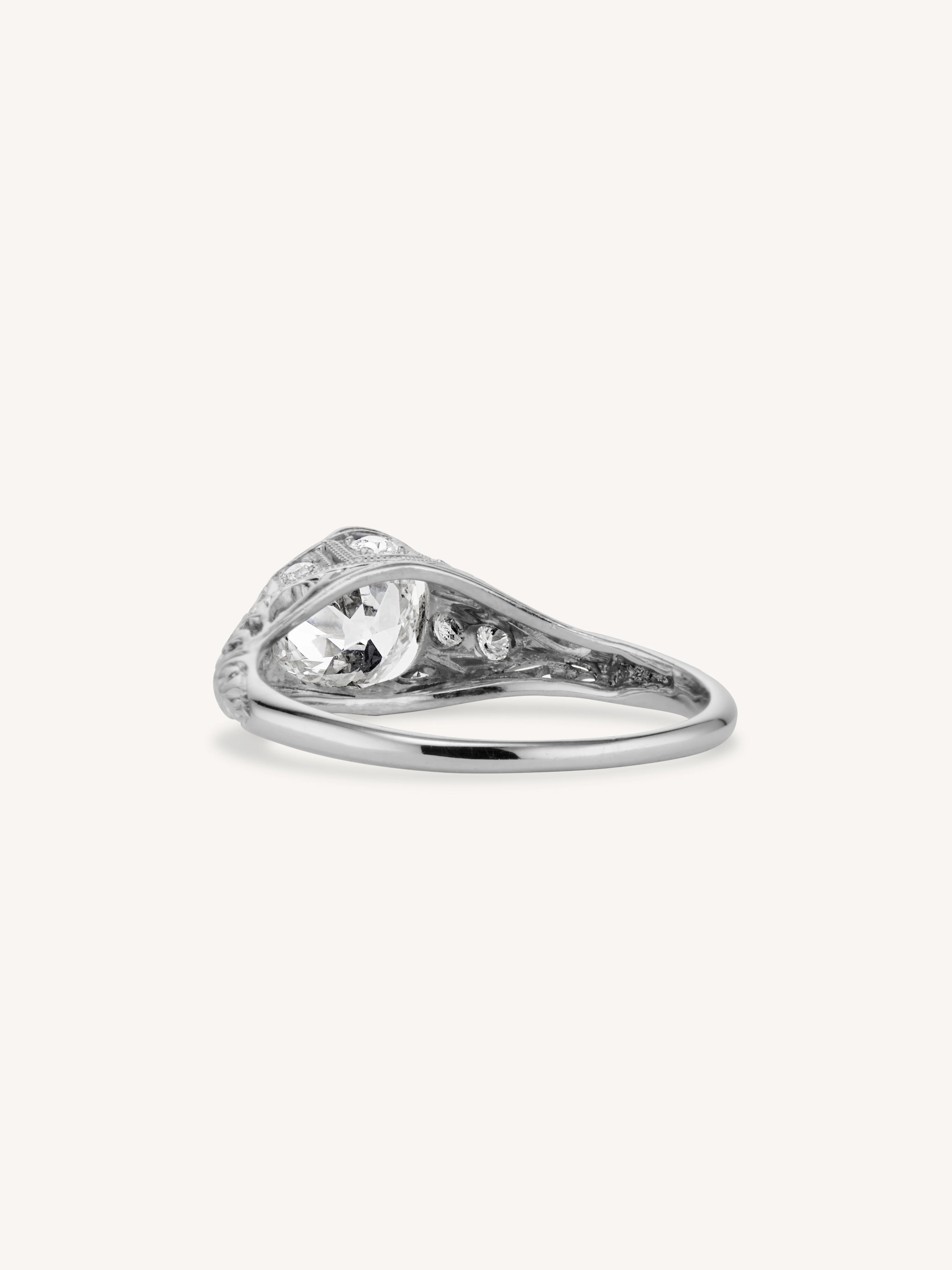 Edwardian 1.12 Carat Old European Cut Diamond Antique Engagement Ring - Image 5