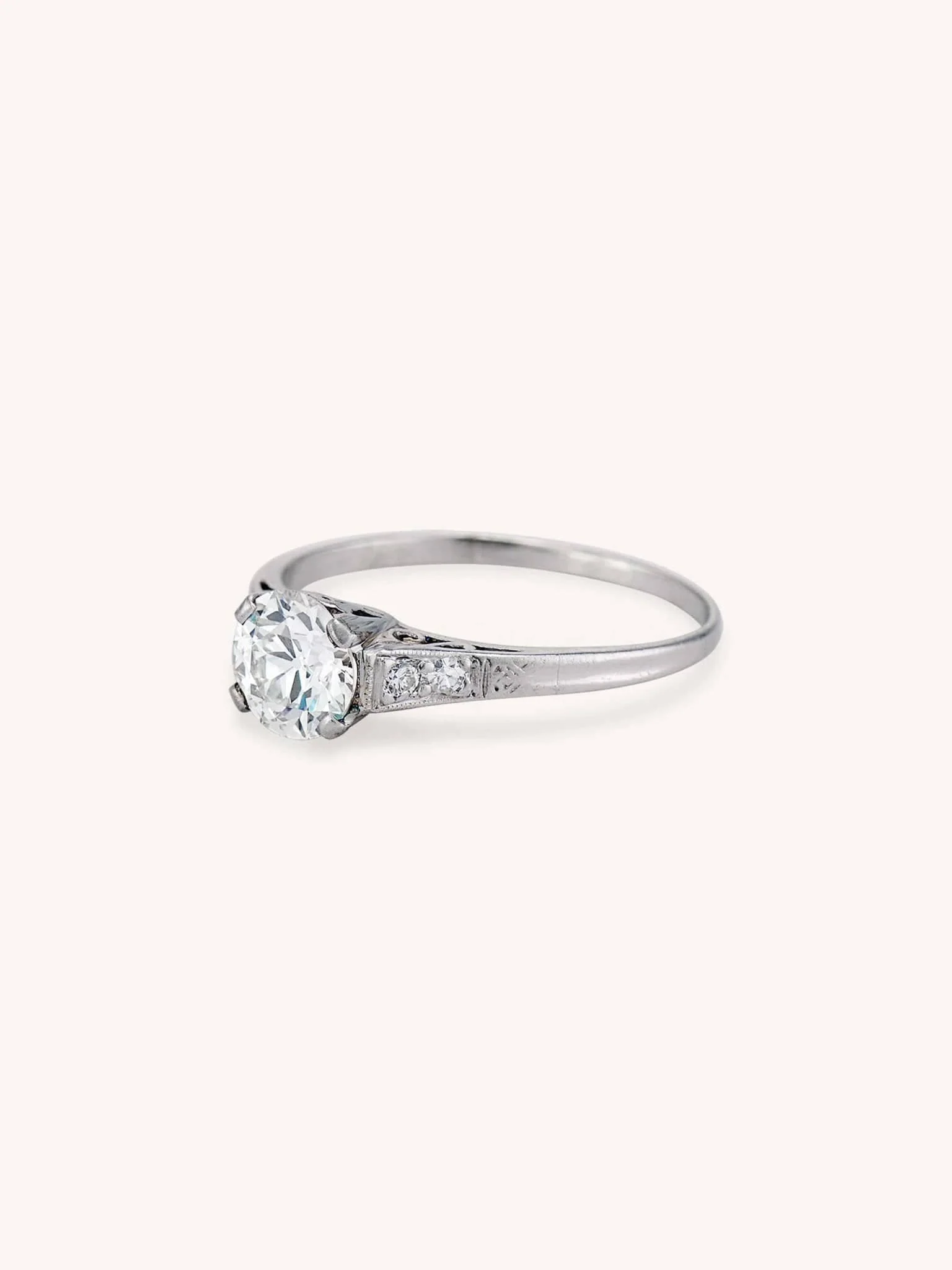 Edwardian 1.13 Carat Old European Cut Diamond Engagement Ring - Image 4