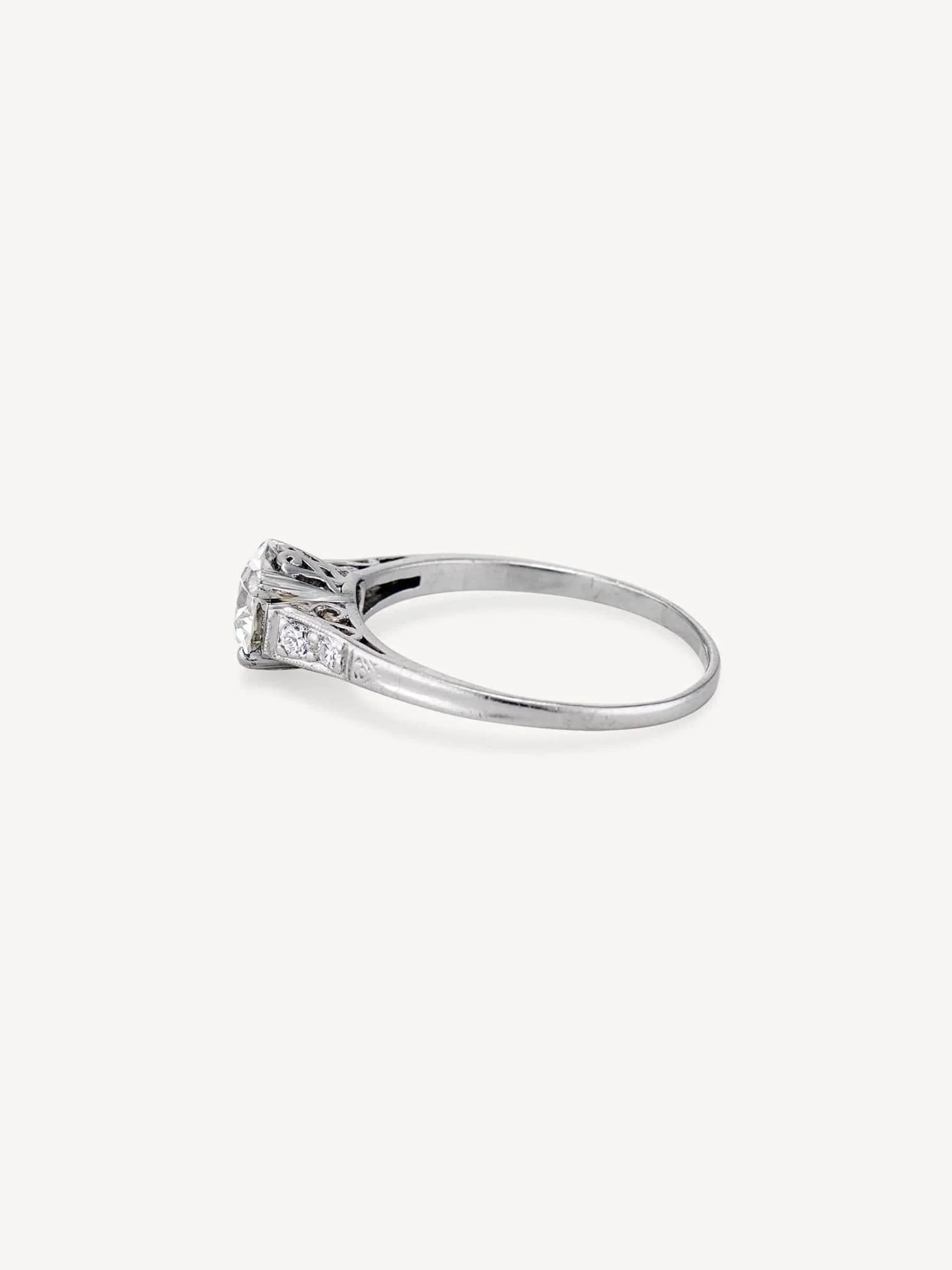 Edwardian 1.13 Carat Old European Cut Diamond Engagement Ring - Image 5