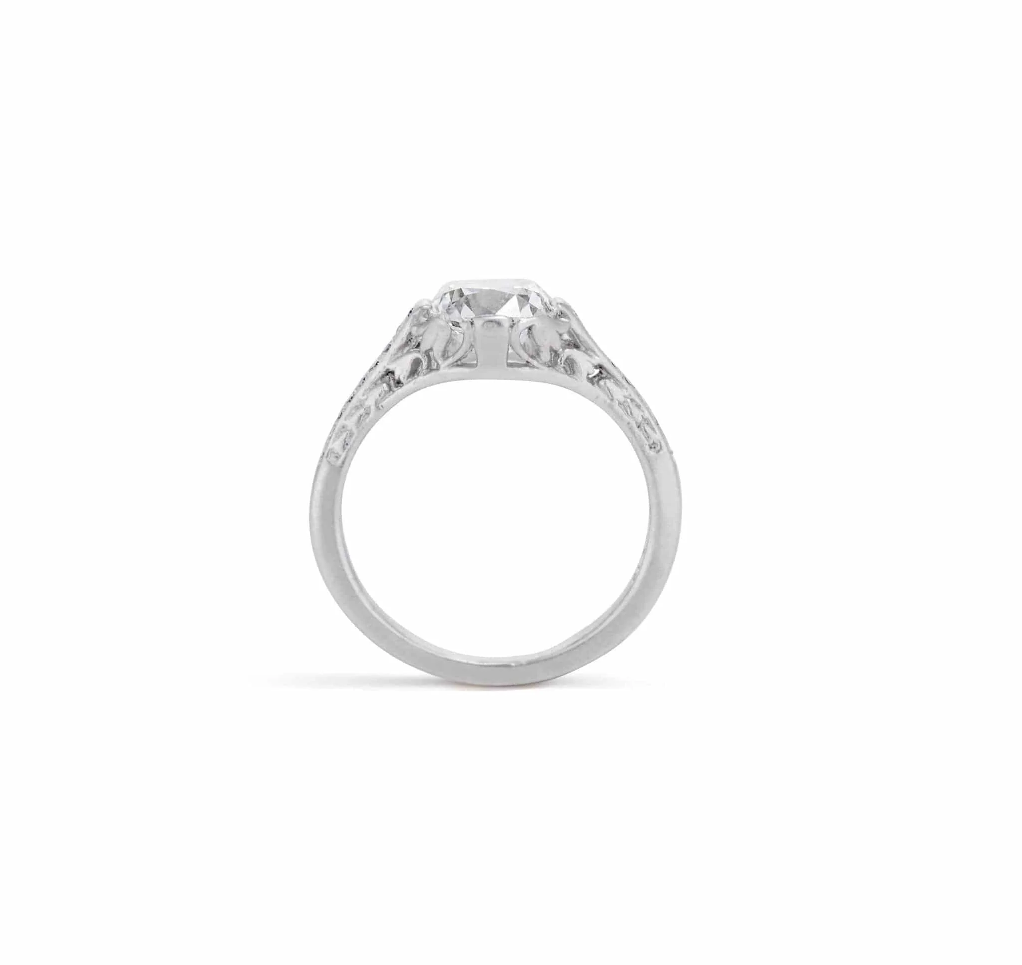 Edwardian 1.13 Carat Old Mine Cushion Cut Diamond Ring - Image 4