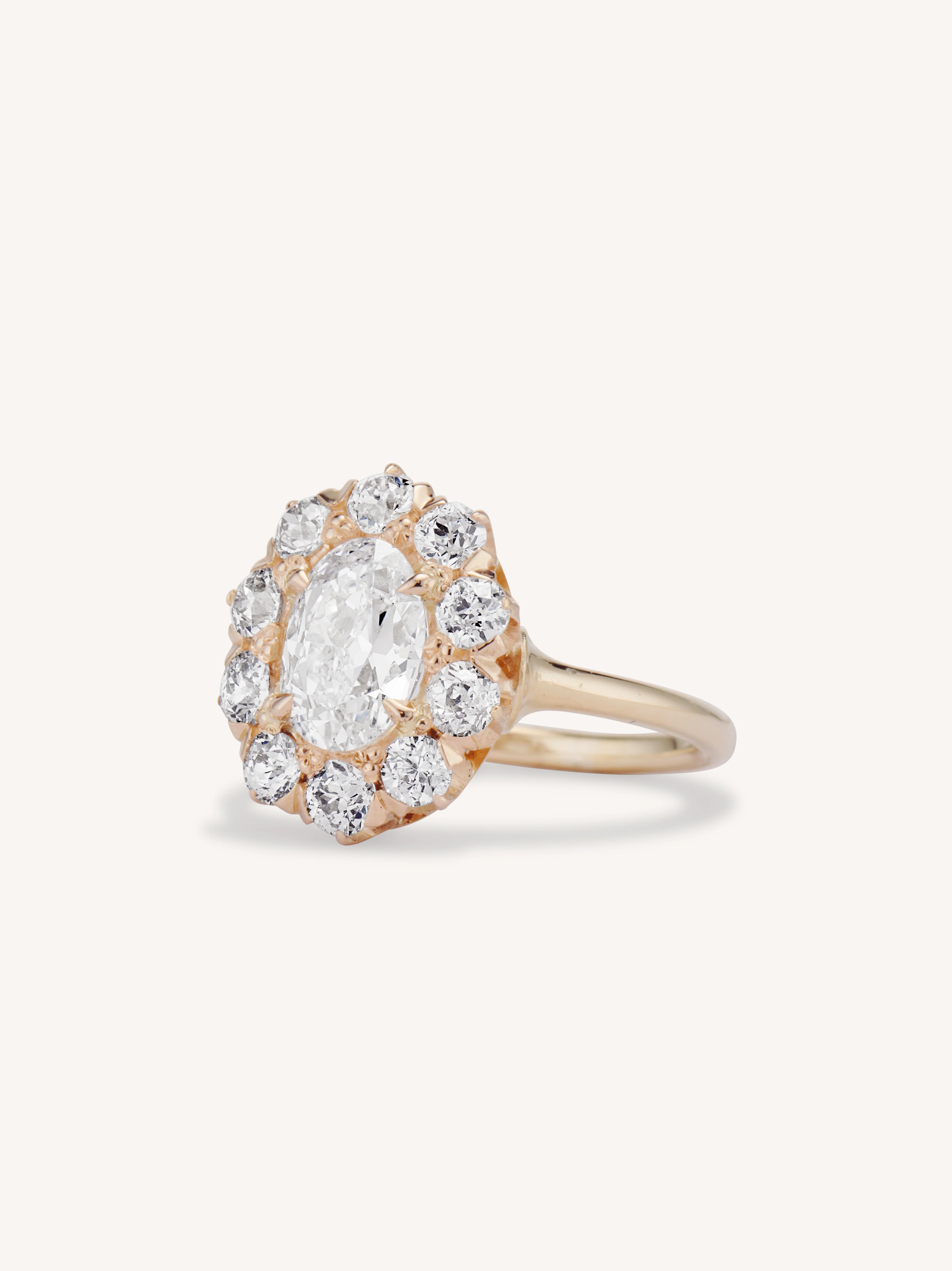 Edwardian 1.13 Carat Oval Shaped Diamond Cluster Vintage Engagement Ring - Image 4