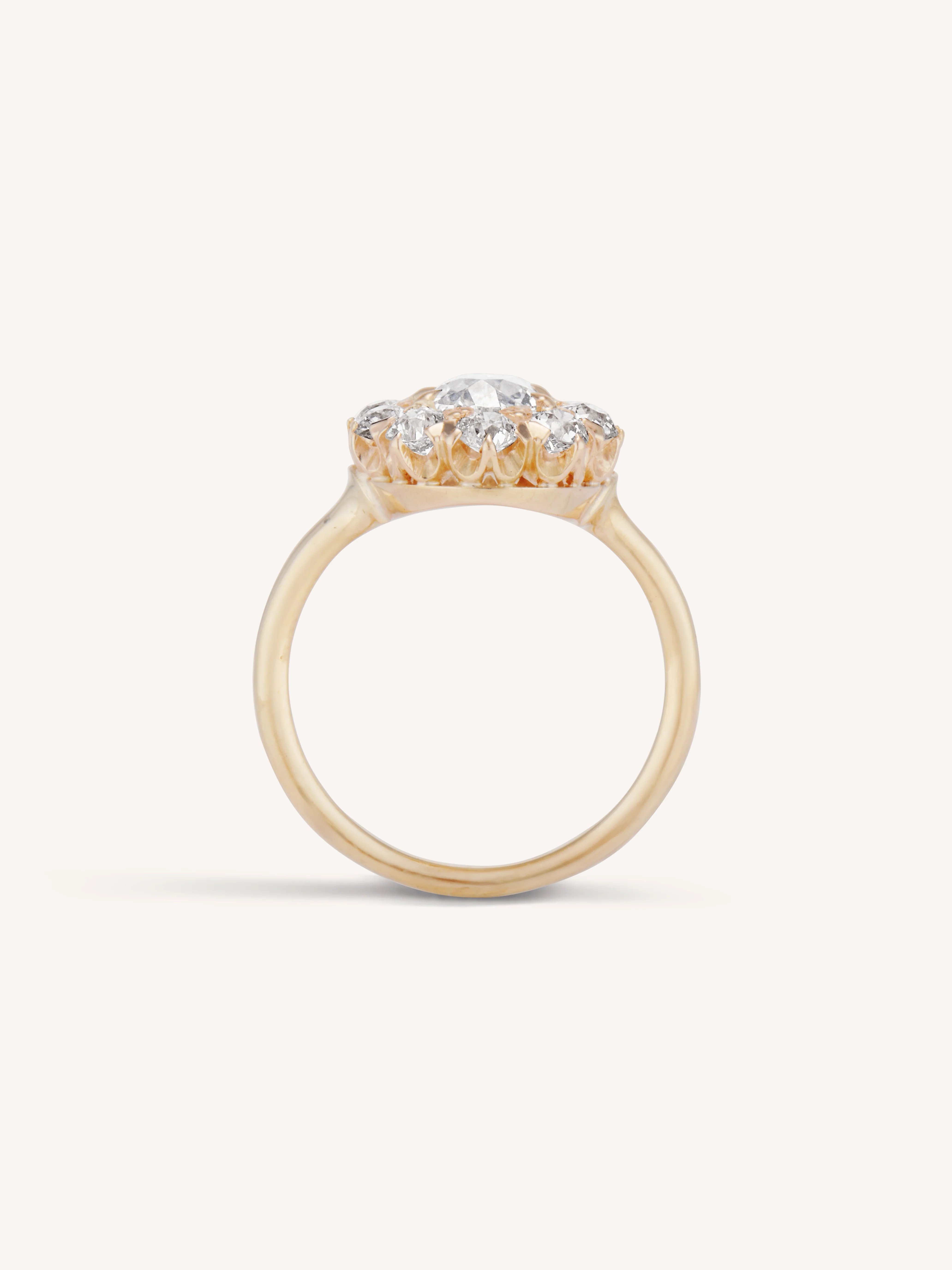 Edwardian 1.13 Carat Oval Shaped Diamond Cluster Vintage Engagement Ring - Image 6