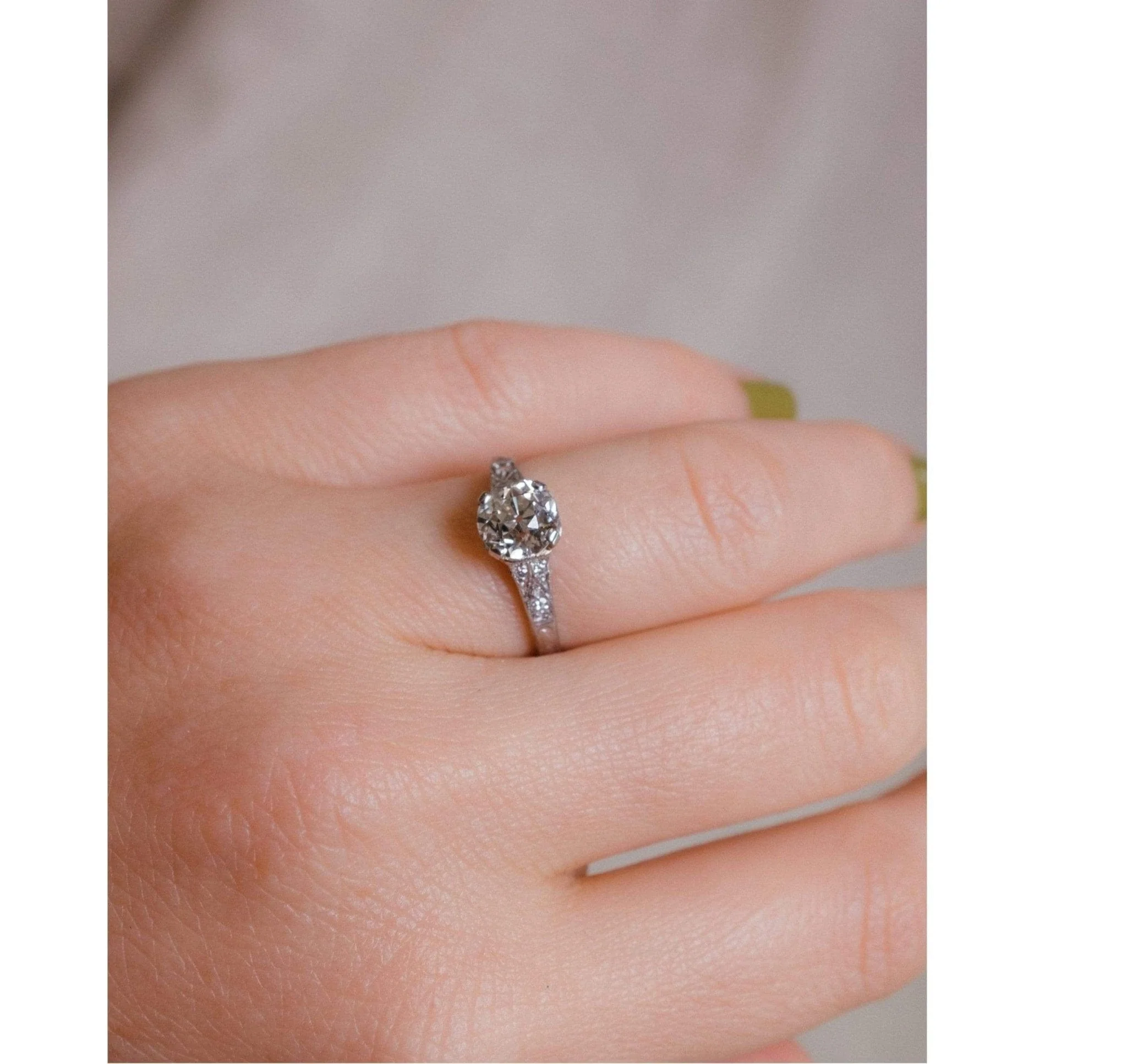 Edwardian 1.21 Carat Old European Cut Diamond Ring - Image 6