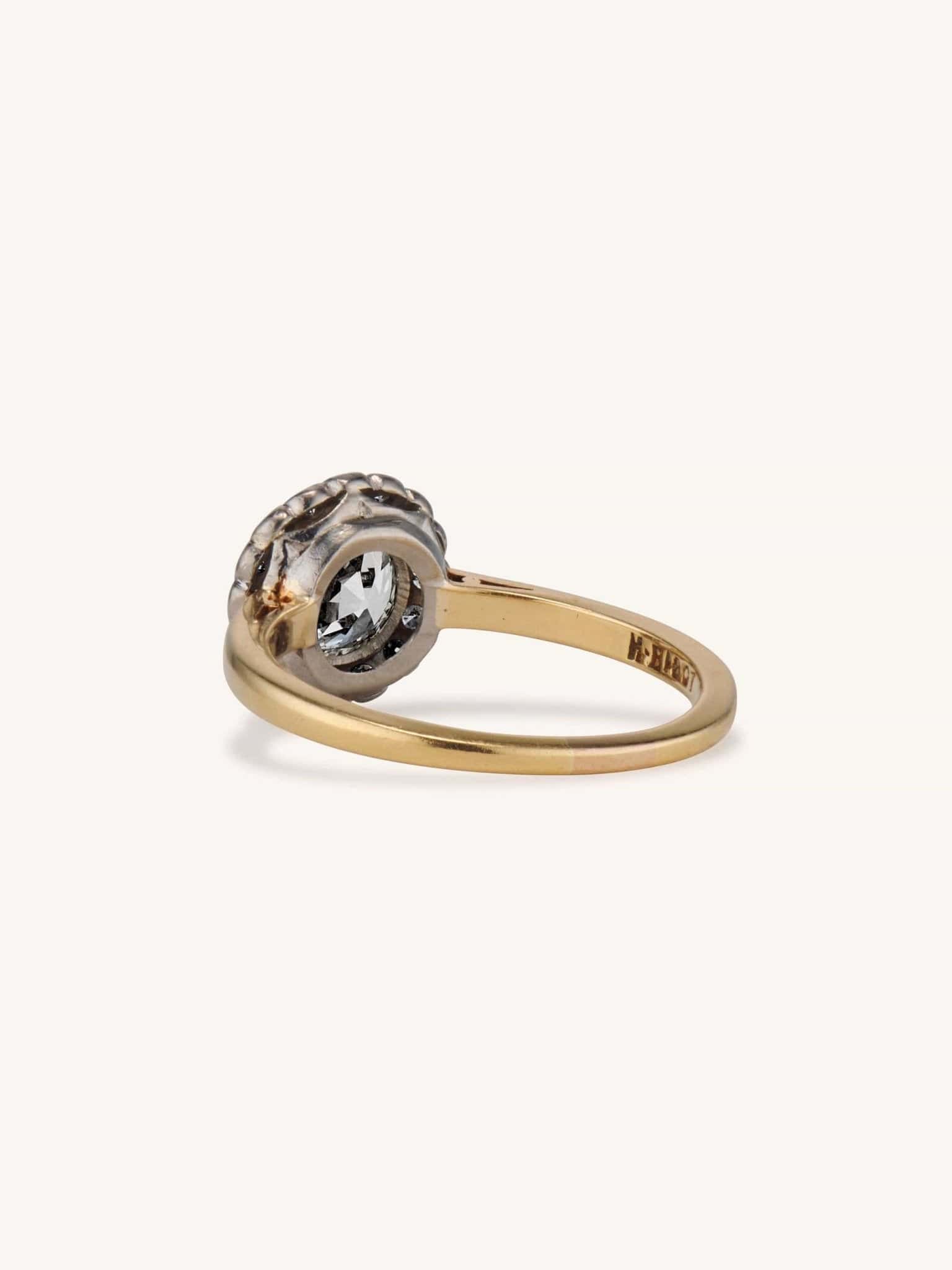 Edwardian 1.33 Carat Old European Cut Diamond Cluster Engagement Ring - Image 4