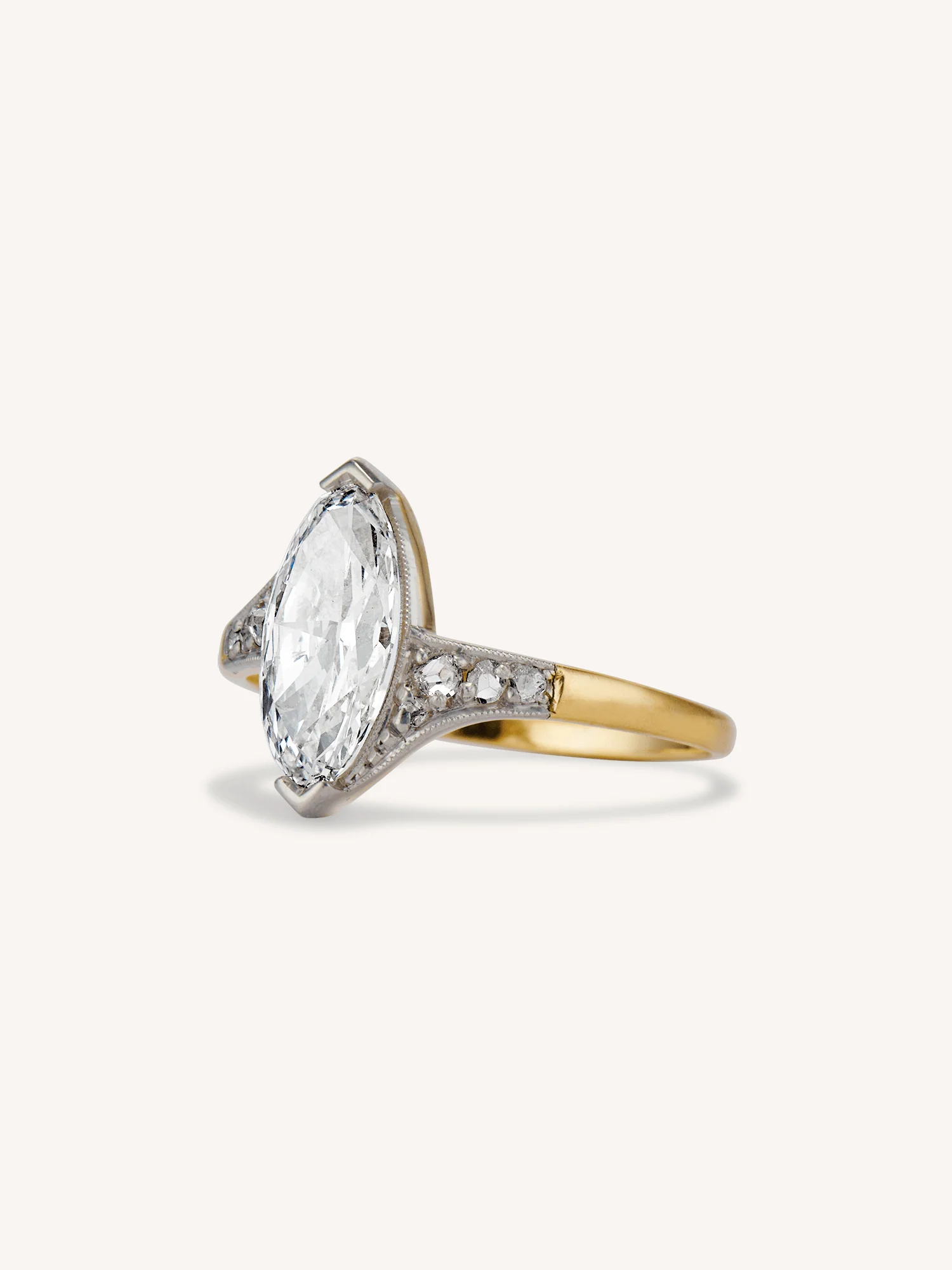 Edwardian 1.38 Carat Marquise Cut Antique Solitaire Engagement Ring - Image 4
