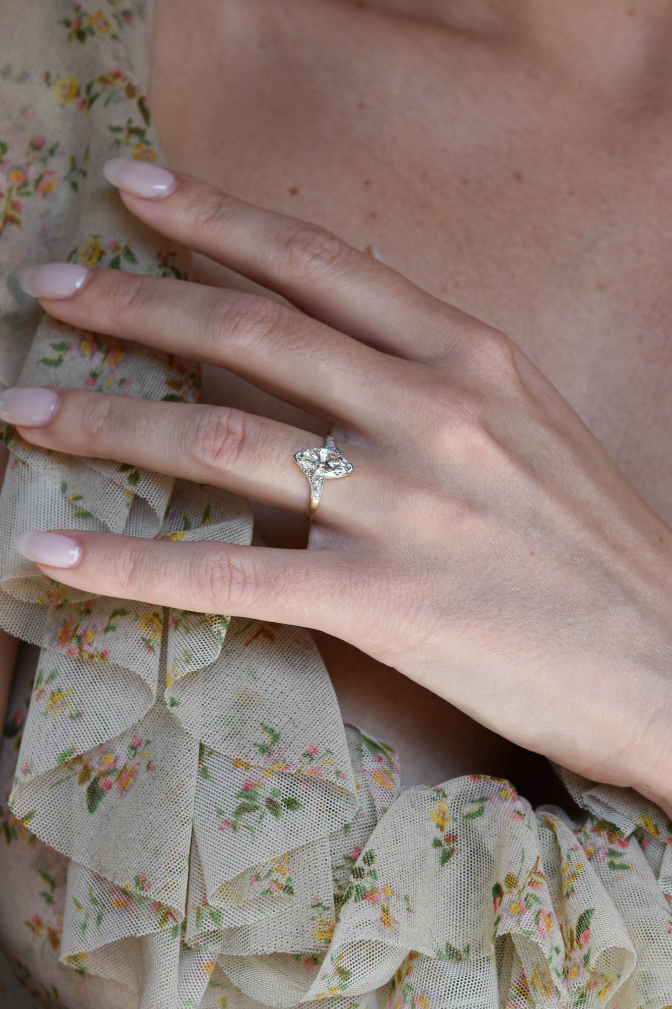 Edwardian 1.38 Carat Marquise Cut Antique Solitaire Engagement Ring - Image 7