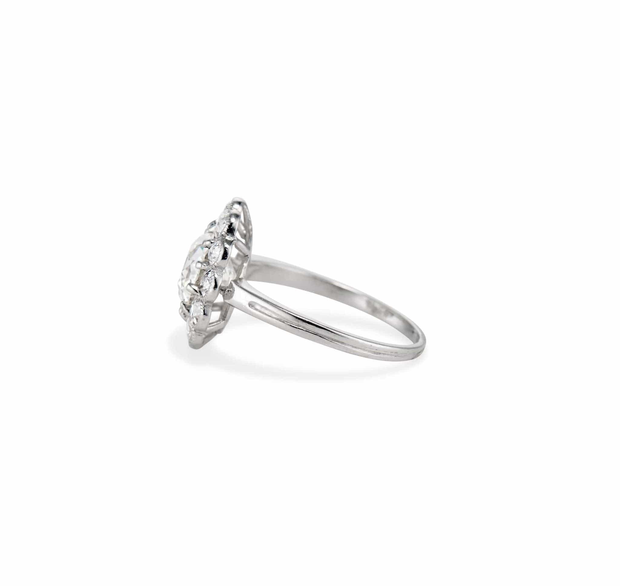 Edwardian 1.73 Carat Old European Diamond Cluster Engagement Ring - Image 3